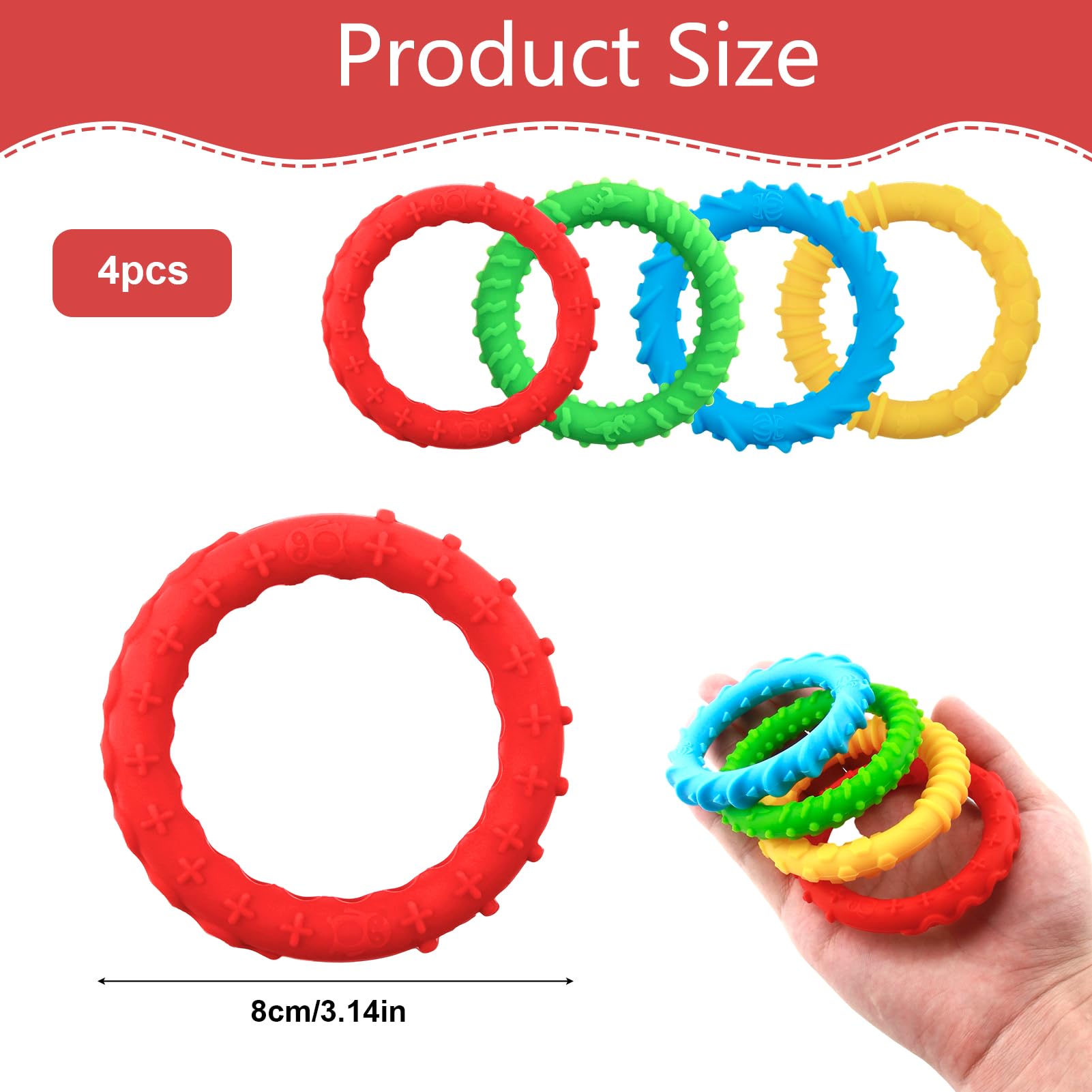 Sensory Fidget Bracelet Toys, 4 Pack Stretchy Fidget Bracelet Kids Toddlers - Image 2