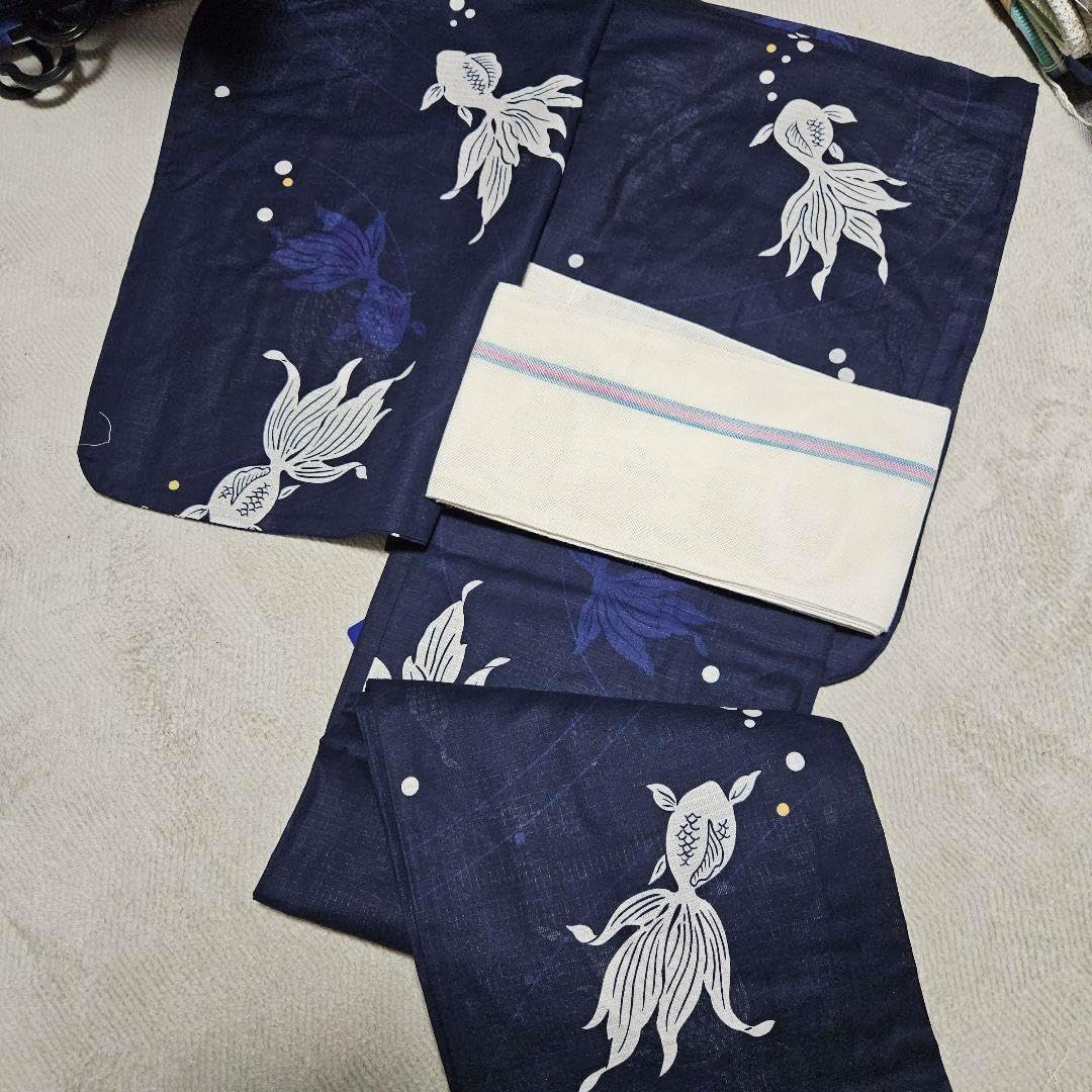 「古典柄金魚×紺色」浴衣　紺色金魚 古典柄金魚×紺色」 浴衣 紺色金魚 浴衣 金魚柄 紺色