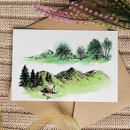 Miniatura 9 de 2 sellos transparentes de fondo de montaña para hacer tarjetas, sellos de goma transparente para árboles, sellos de plantas para decoración de