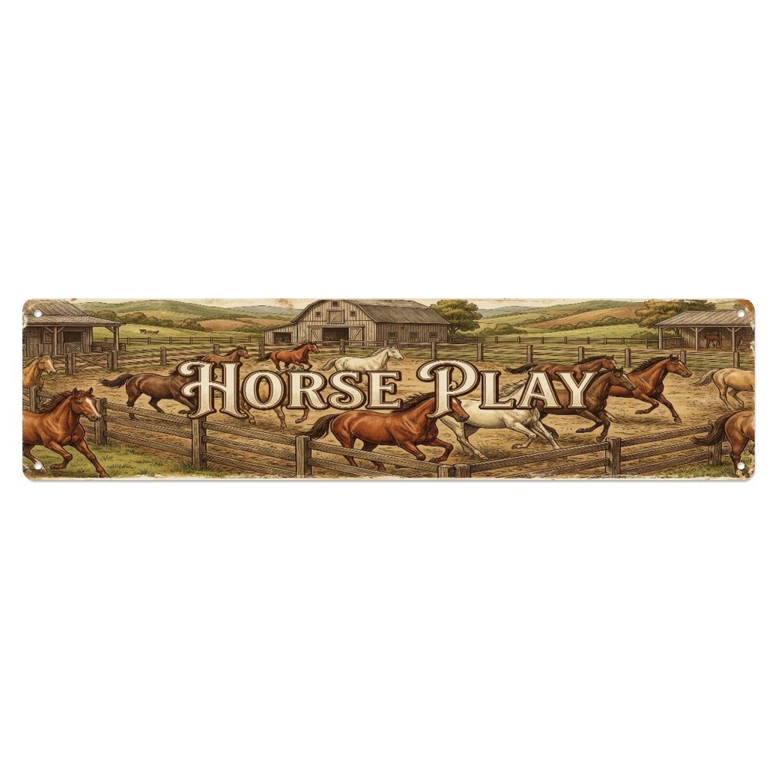 Xanthor Style Metal Tin Sign Vintage Pen Hi Horse Farmhouse Funny Horse Backyard Farm