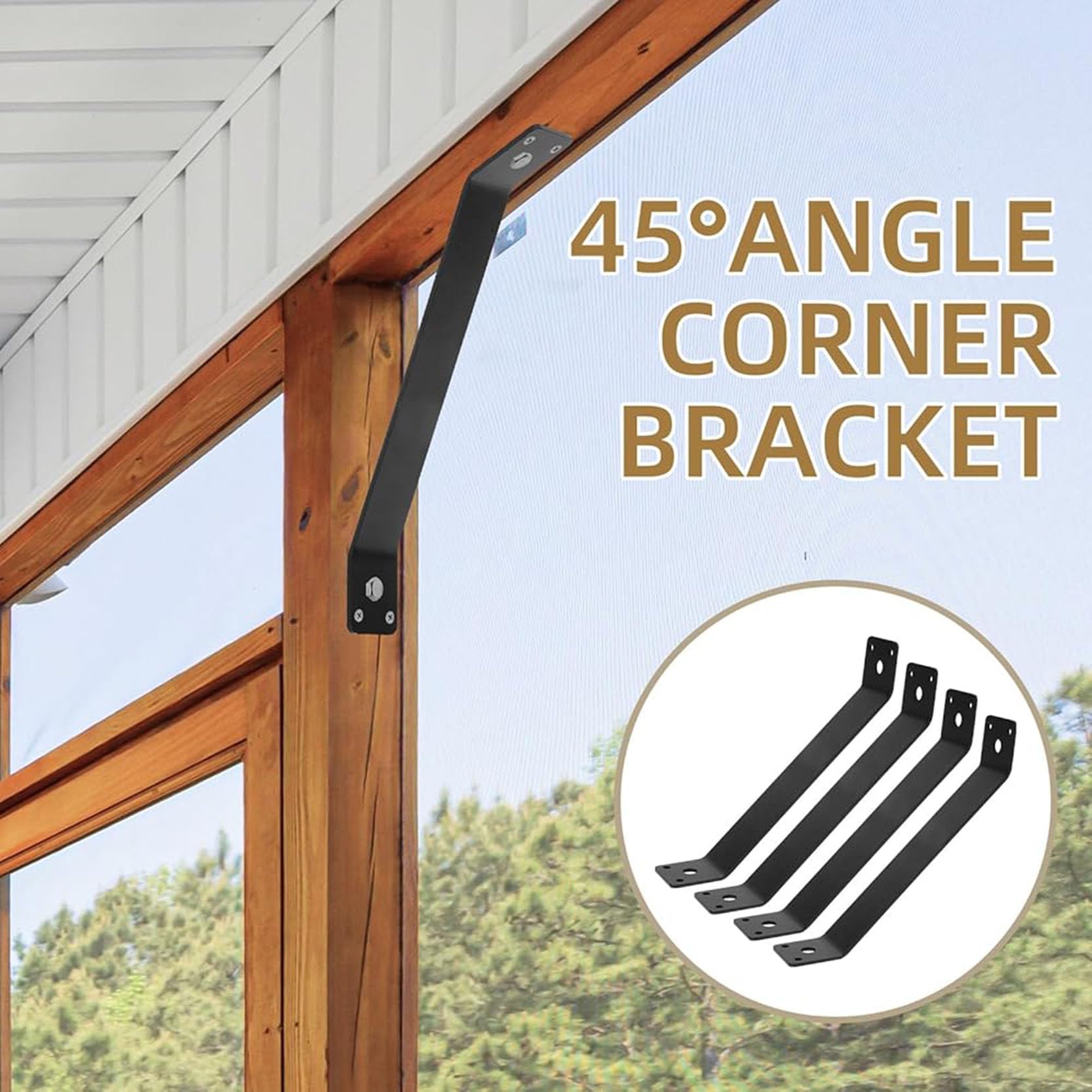 8 Pezzi Staffe Angolari A 45 Gradi,Kit di Staffe di Collegamento Resistenti,Supporto per Strutture in Legno per Pergolato Baita,Staffe di Supporto ad Angolo di 45 Gradi