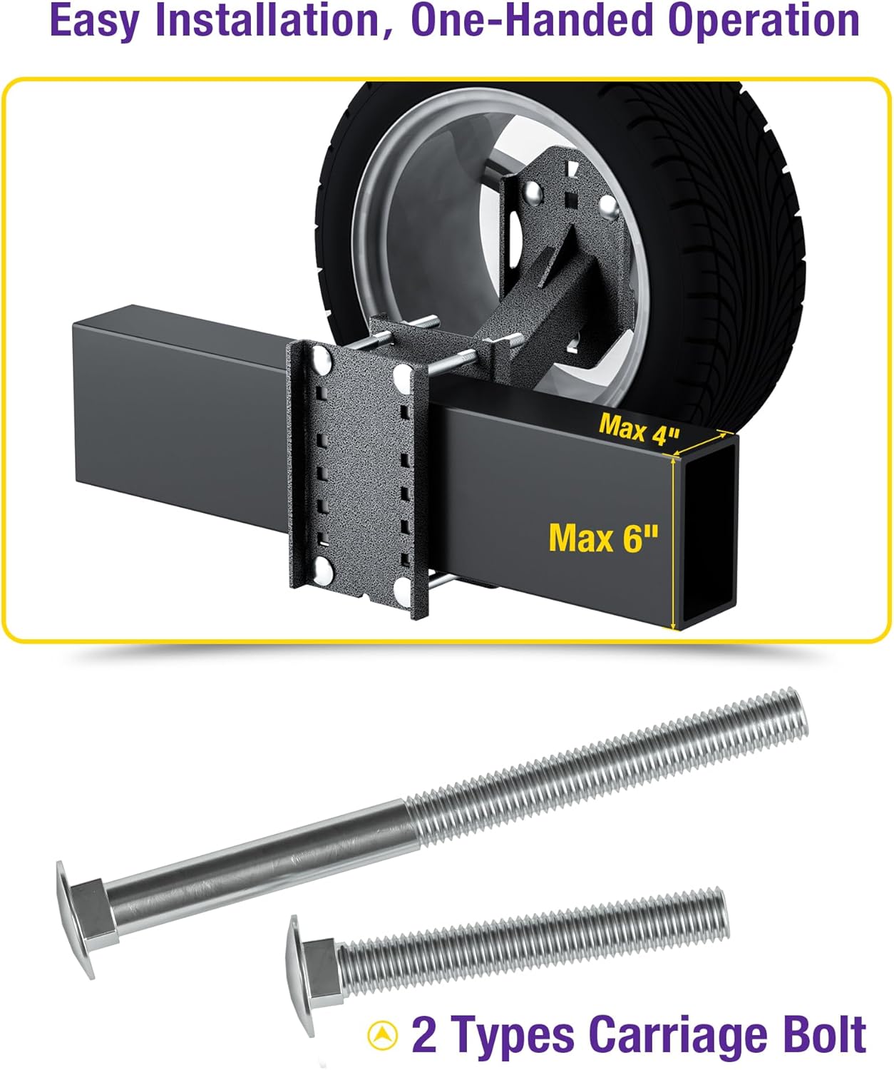 Trailer Spare Tire Mount, 5mm Thick Heavy Duty Steel Spare Tire Carrier Bracket for Utility Trailer Boat Trailer RV Trailer and Camper, Spare Tire Holder Parts Fits Most 4 & 5 & 6 Lugs Trailer Wheels