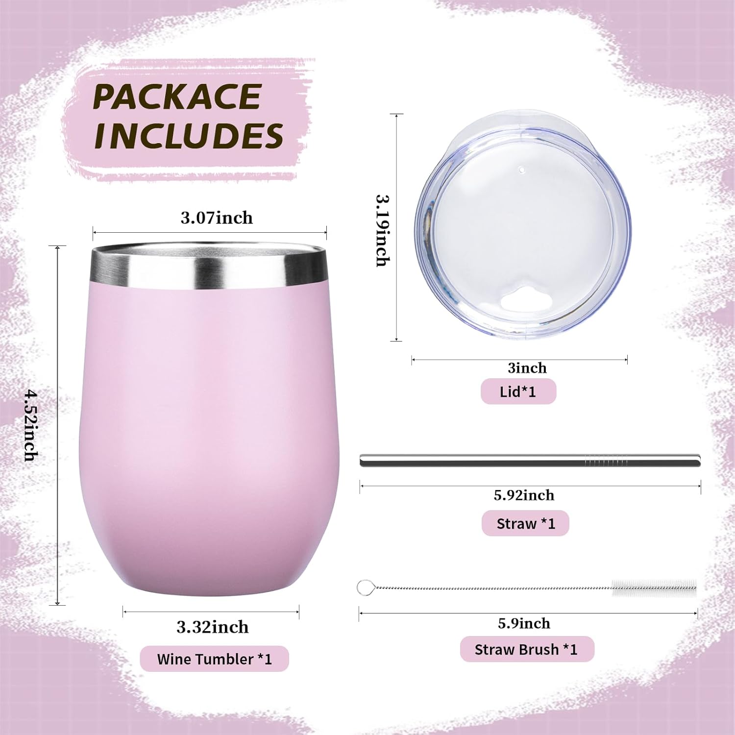 12oz Stemless Wine Tumbler with Lid Double Wall Insulated Wine Cup Stainless Steel Glasses Tumbler with Straw Insulated cocktail Tumbler Coffee Mug for Hot and Cold Beverages (Multicolor-9,6Pack) - Image 3