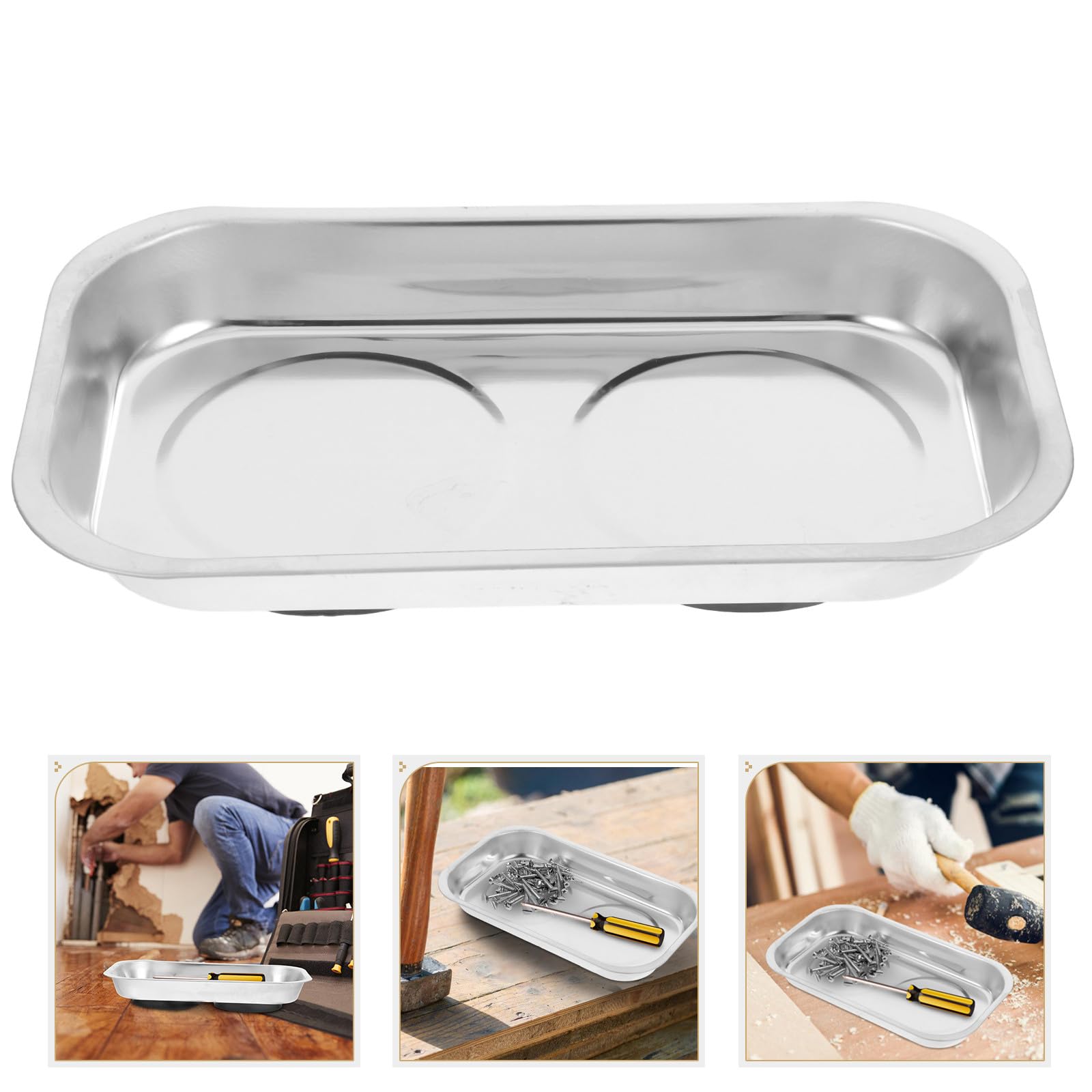 Magnetische Metallschale für Schrauben und Bolzen, Edelstahl, Silber