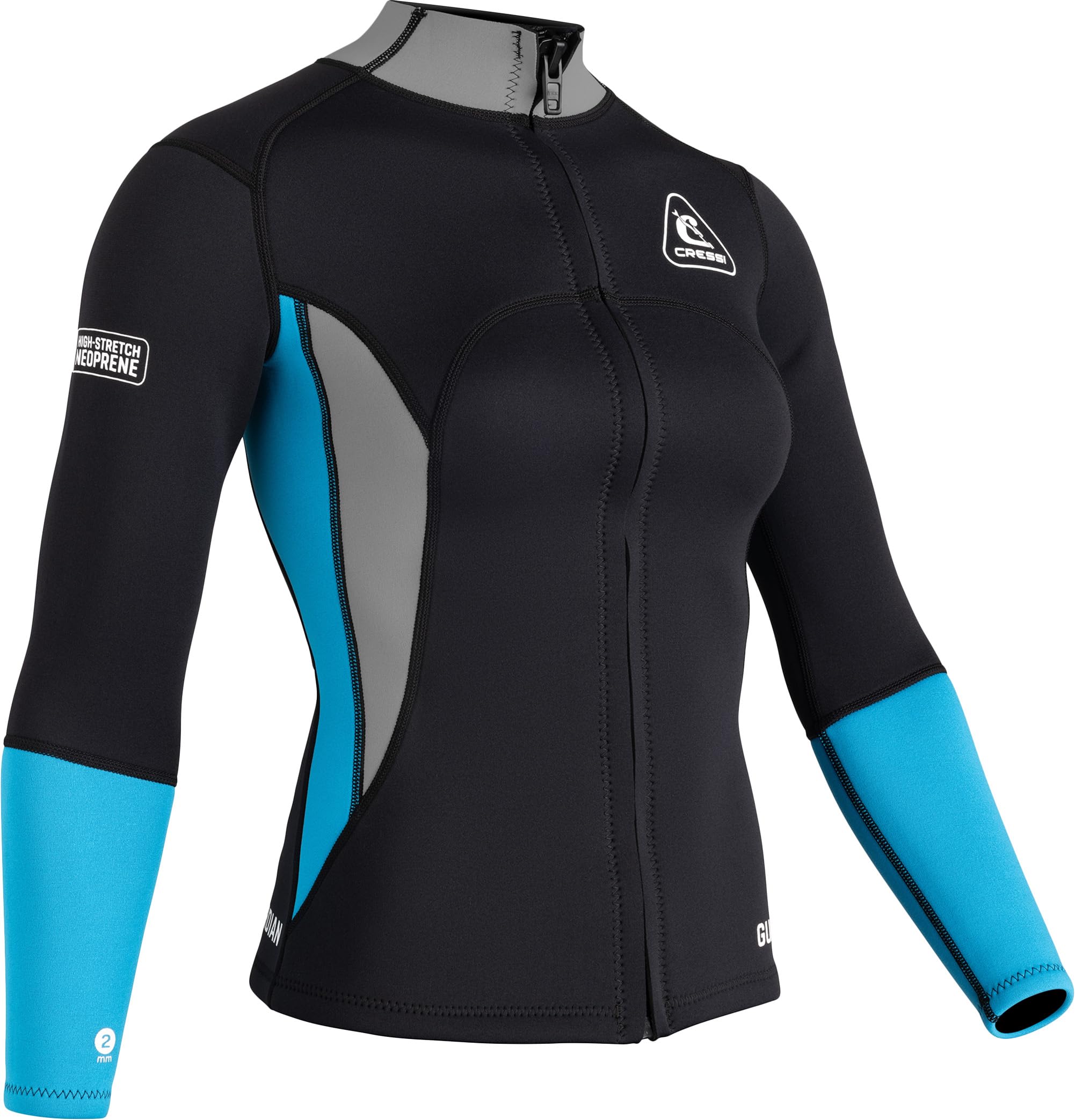 CRESSI Guardian Lady Veste Néoprène 2mm Natation Snorkelling Surf Sports Nautiques Noir Femmes