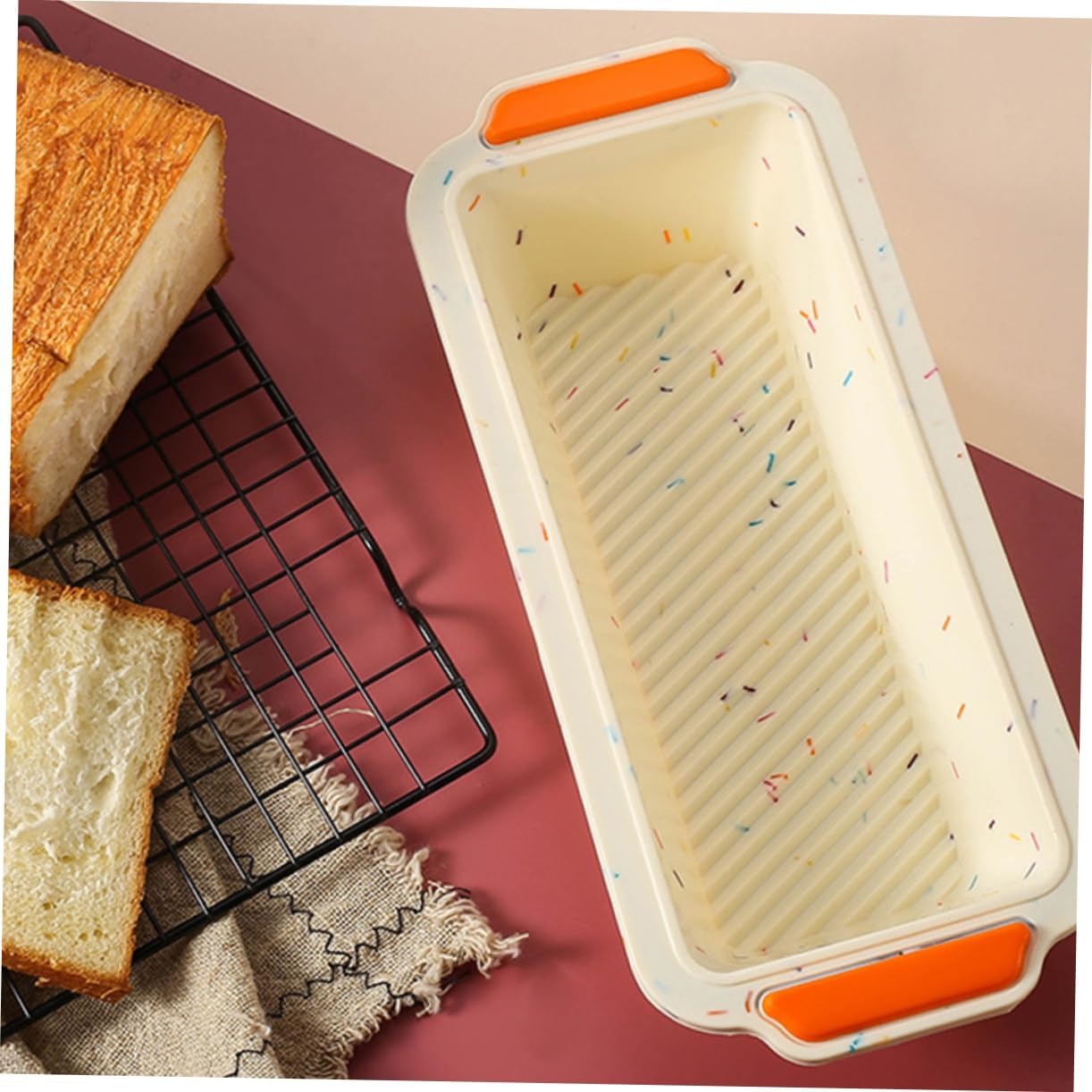 Cabilock Practical Frame Toast Mold for Baking Bread Third Generation Silicone Bakeware Easy to Non-stick Bread Making Tool for Home Use for Family and Boys and Girls Activities