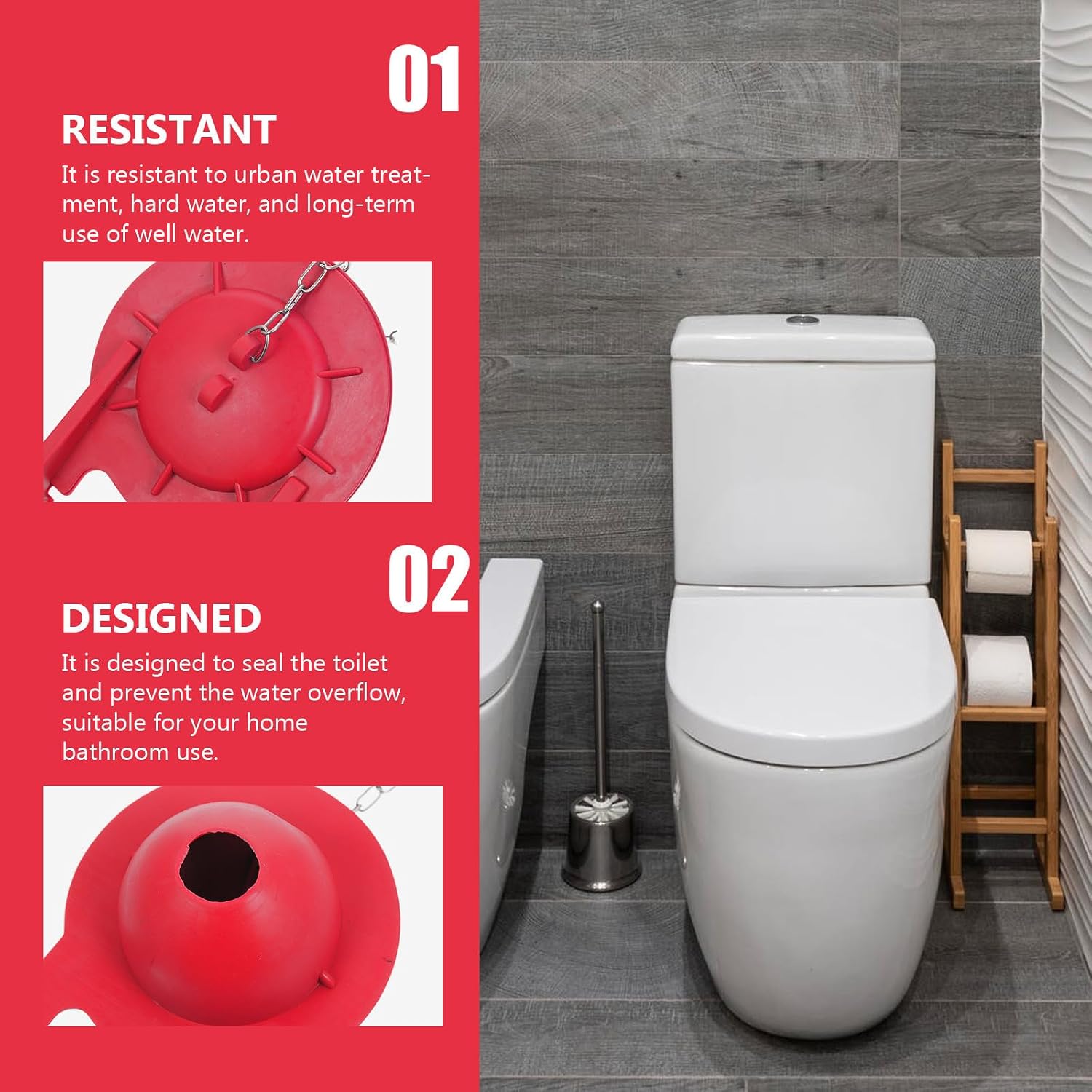 Alipis 2pcs Red Silicone Toilet Flapper with Holes Water Saving Toilet Tank Stop Cover Replacement Seal for Flush Valve Sturdy Flapper Accessories for Bathroom Plumbing