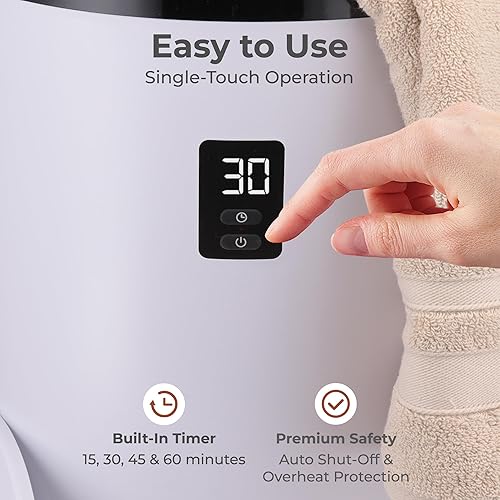 Miniatura 4 de SereneLife Calentador de toallas, con fragancia personalizada para spa y baño, calentador de toallas de lujo, regalos para él y ella, apagado