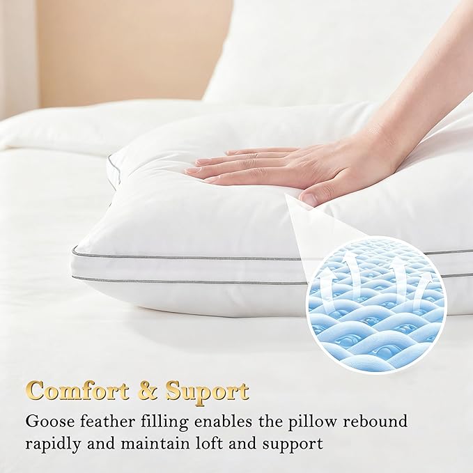 Set 2 Almohadas Pluma de Ganso King Tamaño Gris Claro miniatura 4