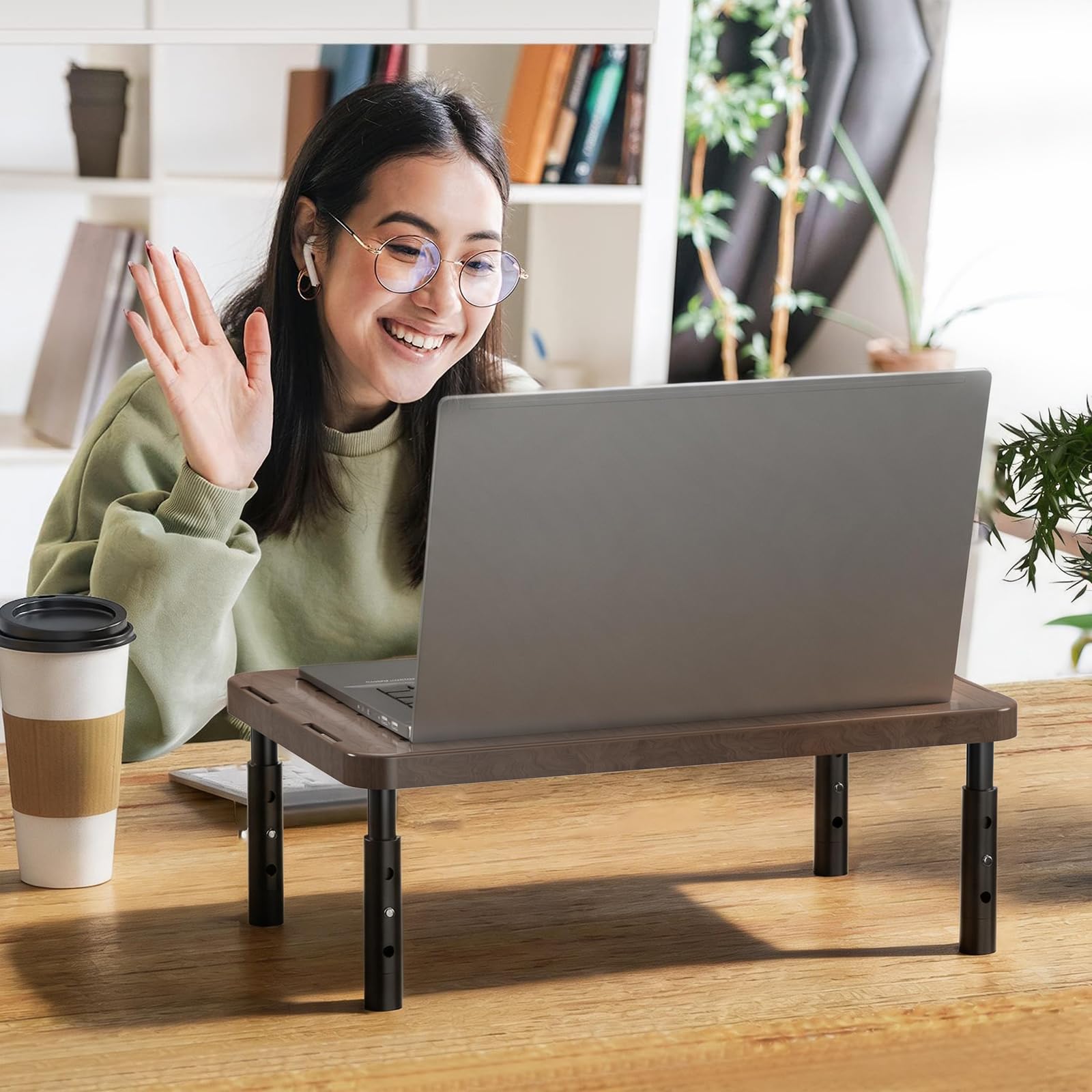 WALI Computer Monitor Stand with Storage, Monitor Riser 3 Height Adjustable view 2