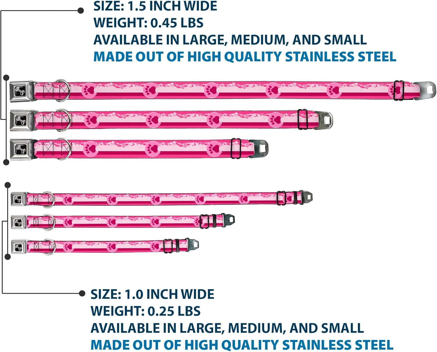 Buckle-Down Dog Collar Seatbelt Buckle Colorado Paw Mountains Pinks Available In Adjustable Sizes For Small Medium Large Dogs, 1" Wide - Fits 11-17" Neck - Medium