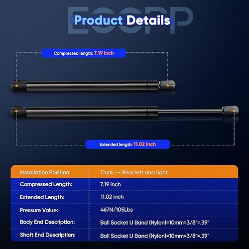 Miniatura 3 de ECCPP soportes de elevación, amortiguadores, apoyos de resortes de gas para tapa del maletero, para Mazda 6 modelos 2003 a 2008 o Ford Focus modelos