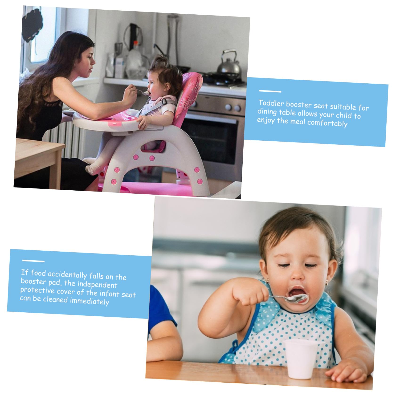 Cojín Elevador con Correa Firme para Silla de Comedor Infantil Desmontable y Espuma de Alta Densidad Adecuado para Niños y Bebés en Comidas Diarias