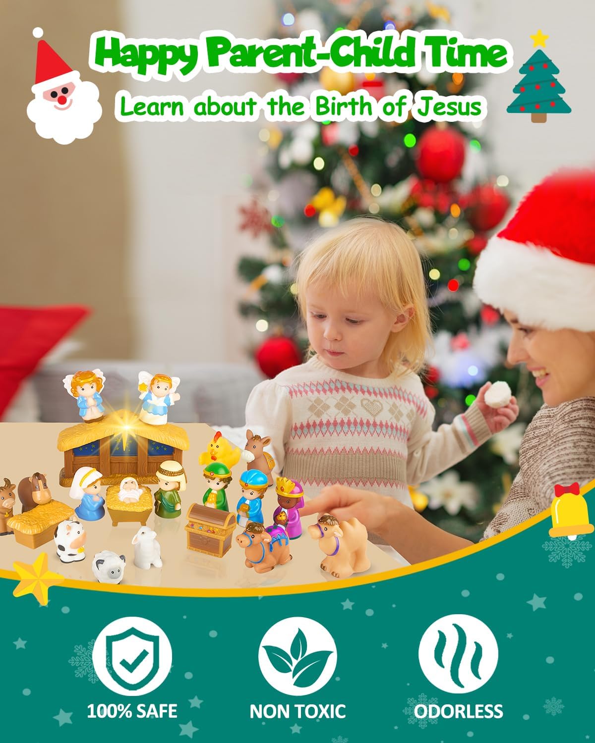 Nativity Advent Calendar 2025 Kids, Christmas Story Nativity Playset Christian Advent Calendar for Toddlers, Kids, Boys, Girls, 25pcs Nativity Scene Set Toys for Children Ages 1 2 3 4 5 6+