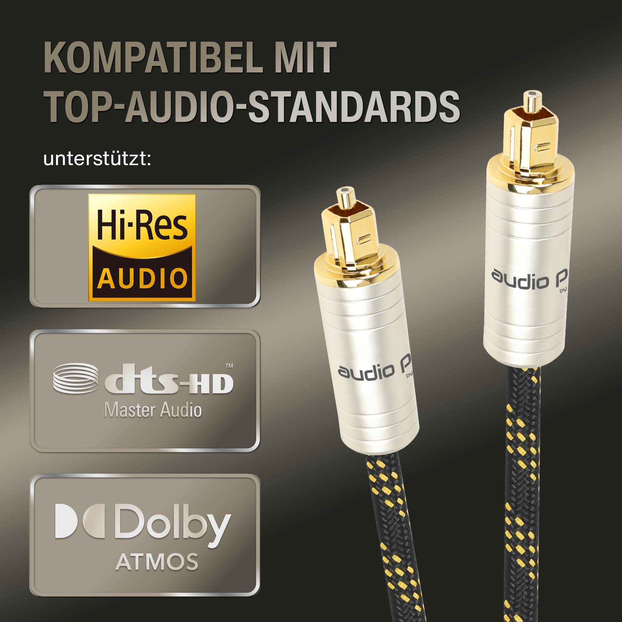 audio pirates by cammica optyczny TOSLINK kabel światłowodowy, Toslink & kabel cyfrowy | kabel cyfrowy SPDIF OD: 5,0 mm z osłoną i pozłacanymi stykami (1 sztuka – 1 metr)