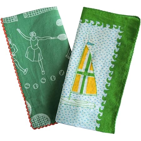 Amazon Co Jp ハンカチ 緑 バンダナ 大判 おしゃれ 可愛い マリン スポーツ セーリング テニス インド綿 コットン 北欧 2枚 セット グリーン ギフト A Bn 166 服 ファッション小物