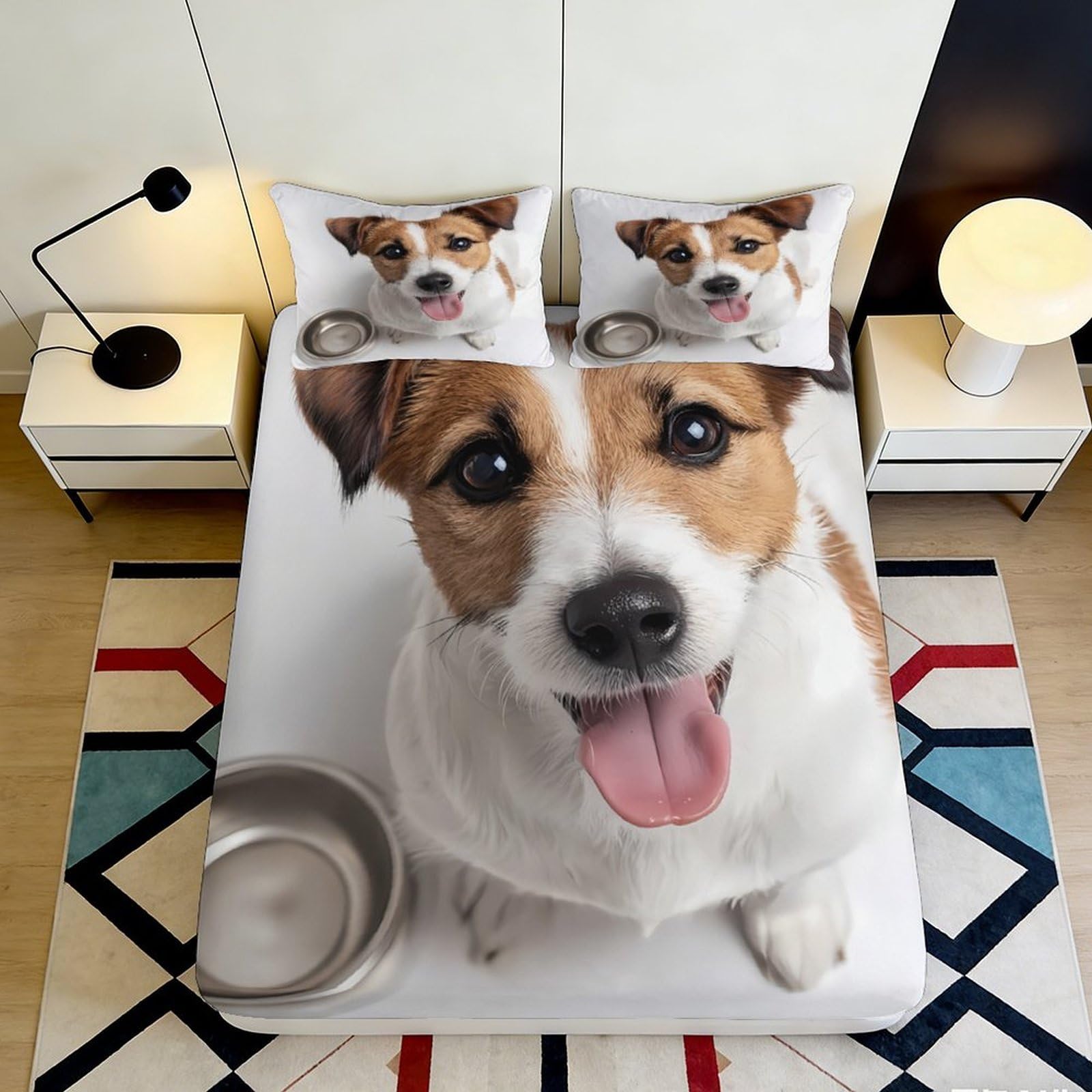 Dhbaneiok Style-10 3D Printed Dog Portrait Fitted Sheet Microfiber Soft Anti-Slip Pet Face Bed Cover For Bedroom Guest Room Decor Easy Care 90X200x25cm