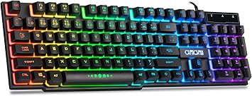 CHONCHOW Wired Gaming Keyboard for Mac PC PS5 PS4 Xbox One Gamers, RGB Backlit LED Mechanical Feel Keyboard with Multimedia Keys Number Pad, 104 Keys USB Desktop Computer Windows Keyboard Black