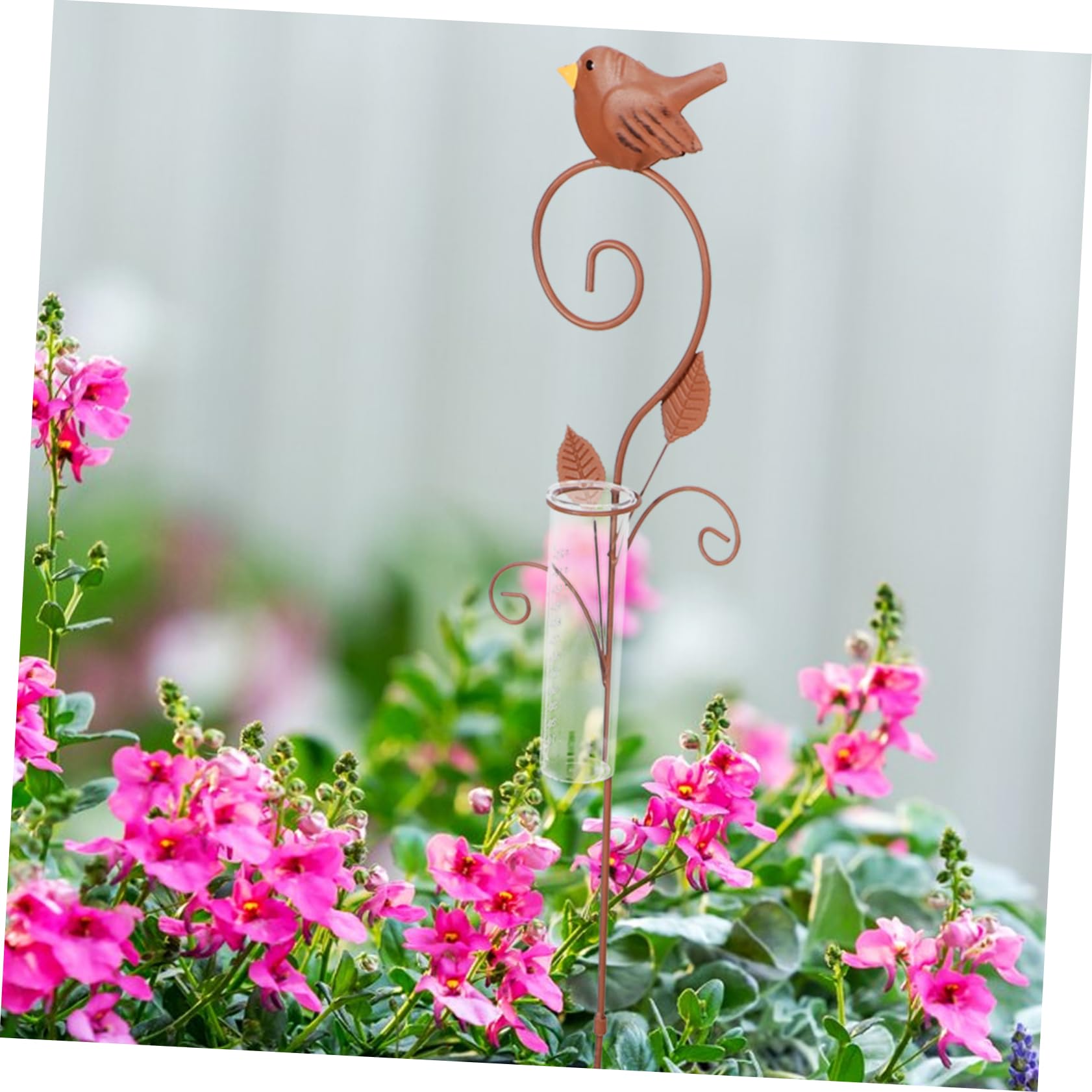 Pluviometro Decorativo da Giardino con Paletto in Ferro e Vetro | Marrone, per Prato e Cortile, Misura la Pioggia, Stile Vivace e Pratico