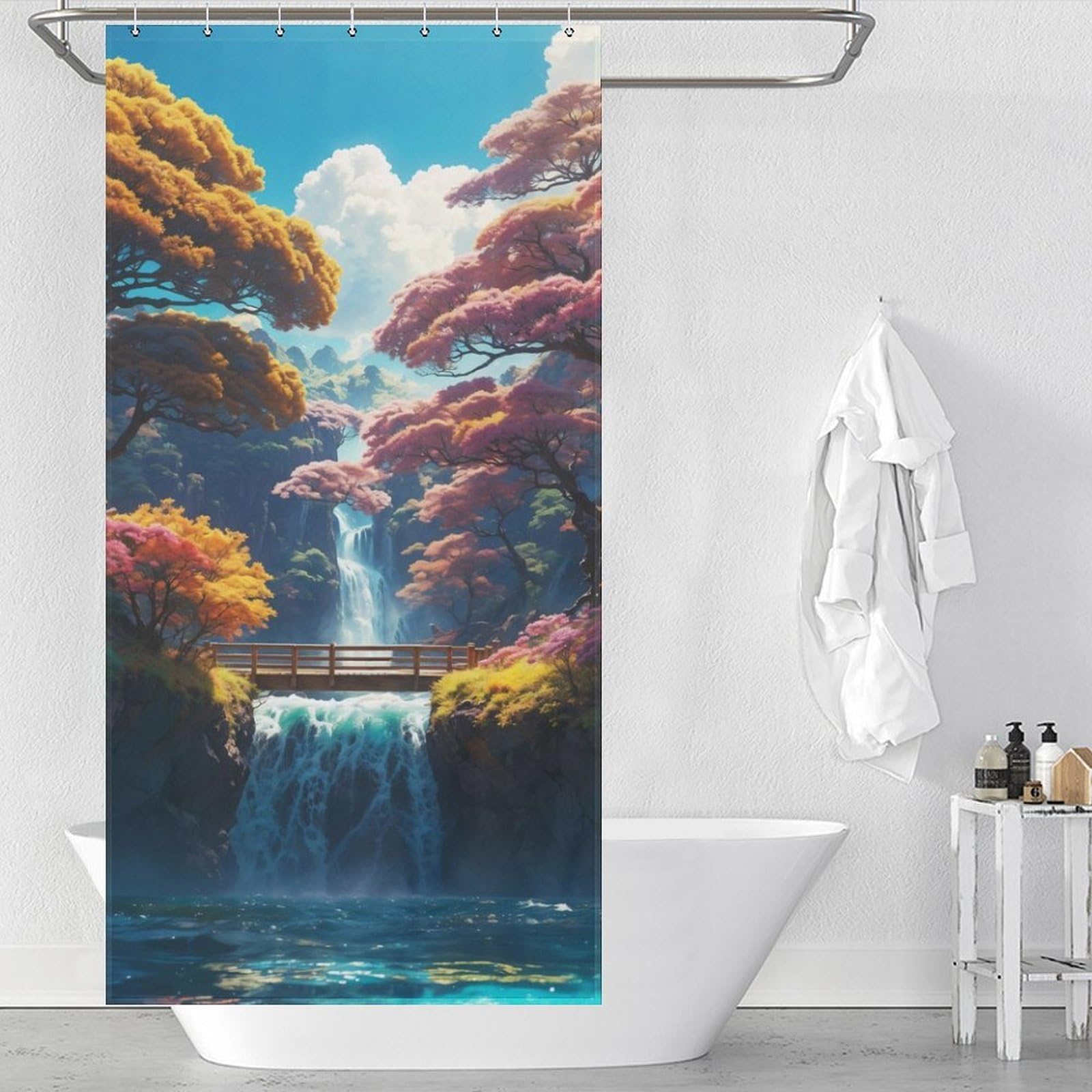 Ensemble de décoration de salle de bain pour dortoir et studio étudiant moderne en tissu