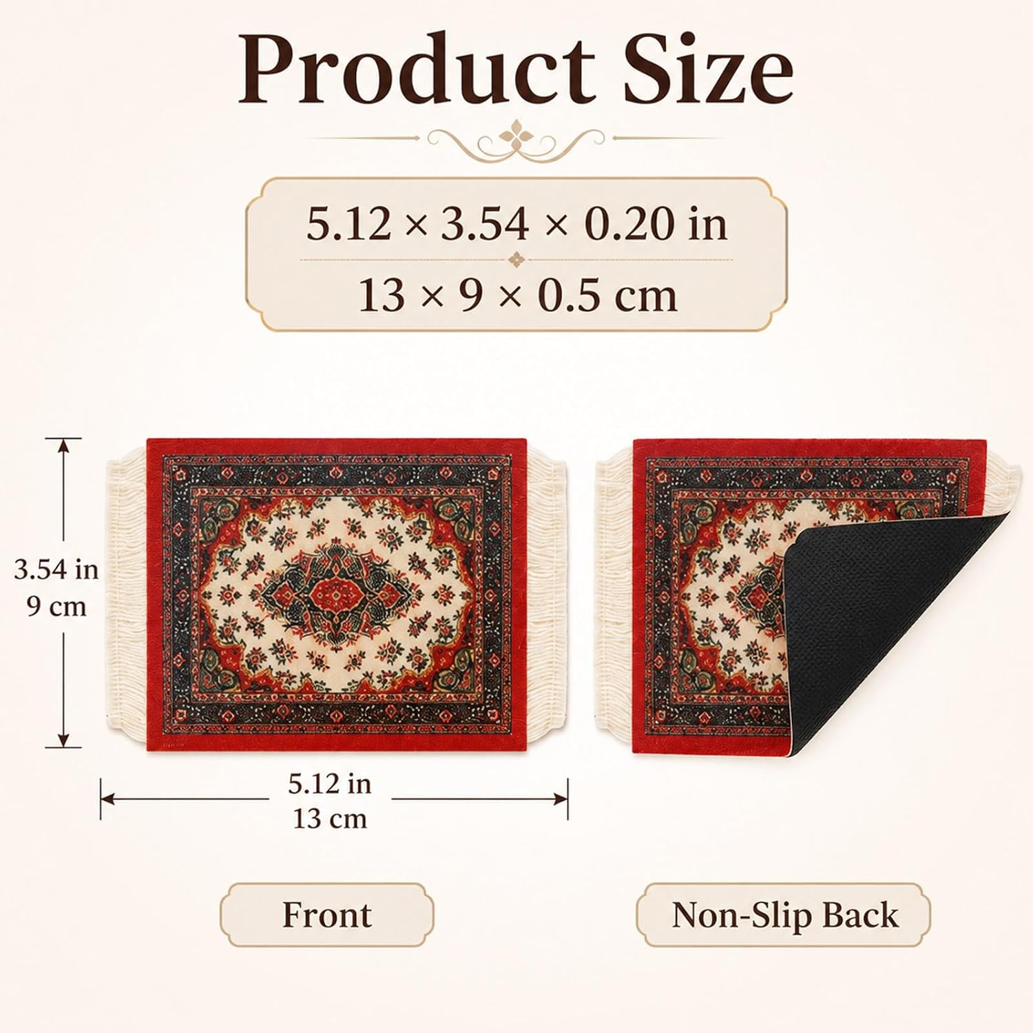 gisgfim 15 Pcs Rug Coasters Persian Style Mini Carpet Rug Mouse Pad Vintage Oriental Table Drink Holders Mouse Pad Floral Pattern Fabric Carpet Drink Mats for Coffee Desk Computer Mug Kitchen Bar