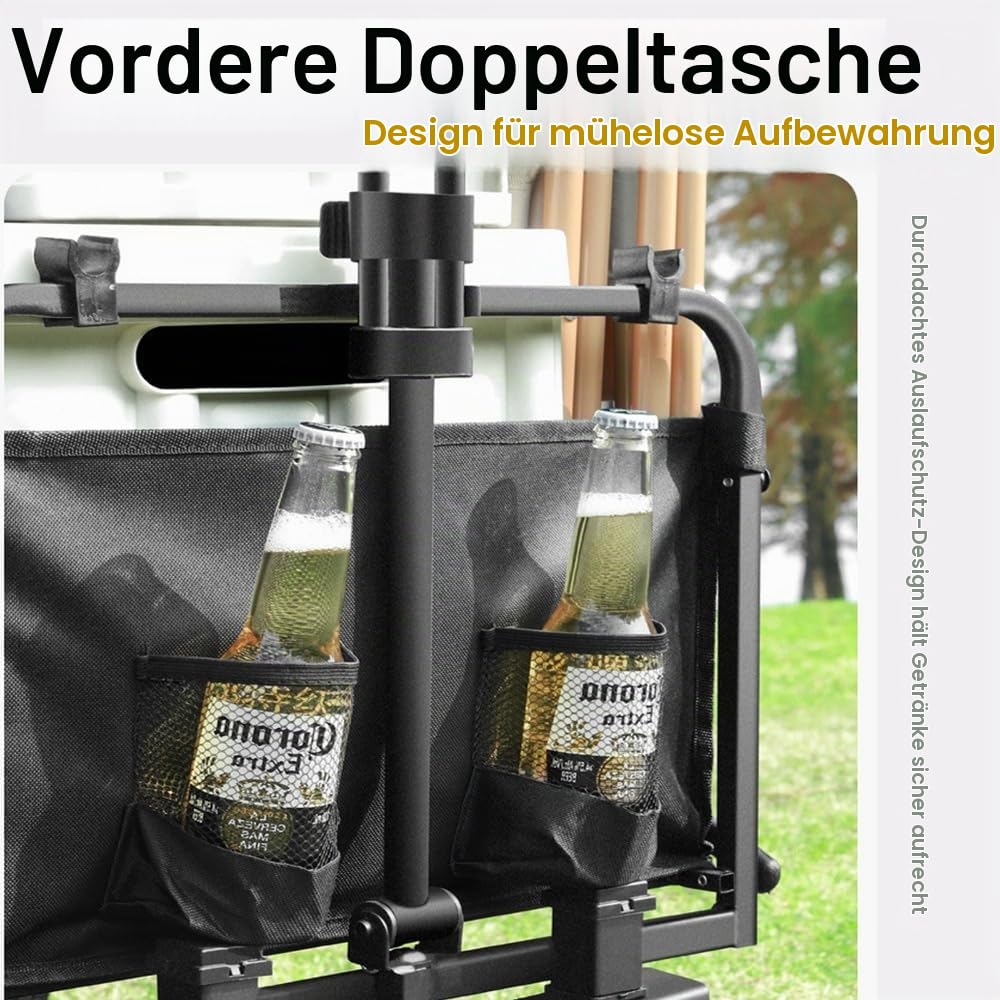 Faltbarer Bollerwagen Schwarz mit Rädern