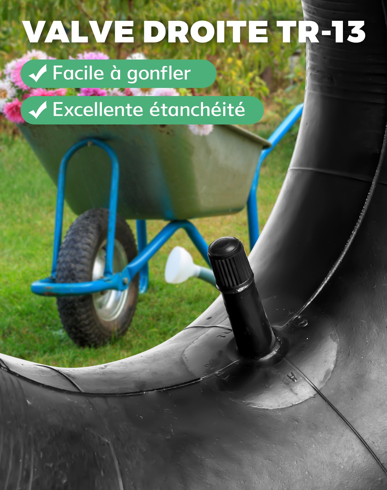 LAOYE 2x Chambre a Air 3.50-8 Valve Droite Tr-13 Chambre à Air Brouette 350-8 pour Remorque de Jardin