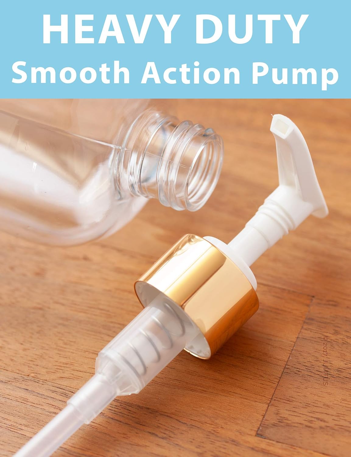 JUVITUS 4 oz / 120 ml Clear Plastic PET Boston Round Bottle (BPA Free) with Gold Lotion Pump (12 pack)