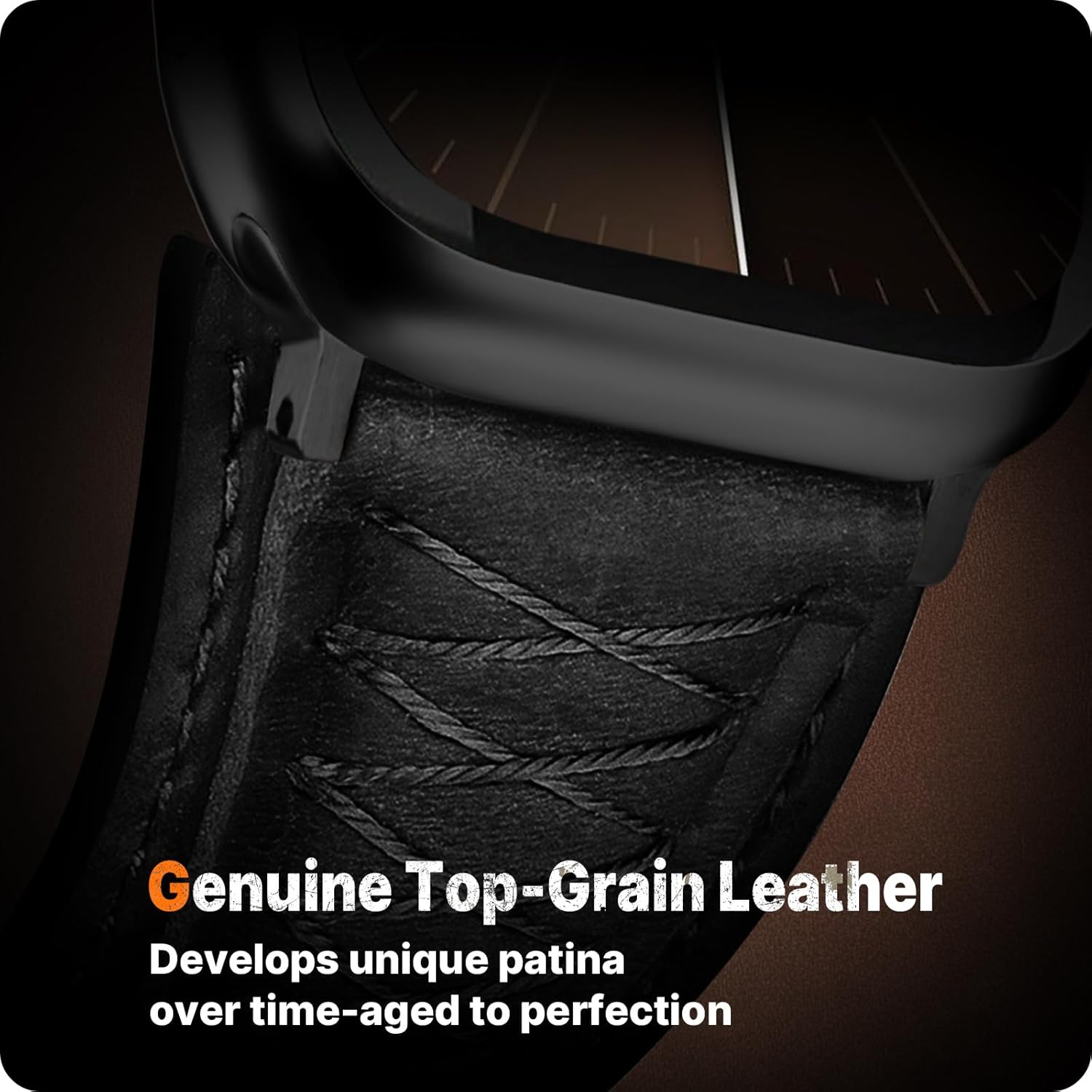 Fullmosa Leather Band Compatible with Apple Watch Ultra 3/2/1 Band 49mm 46mm 45mm 44mm 42mm Men, Top Grain Leather Replacement Strap for iWatch series 11 10 9 8 7 6 5 4 3 2 1, SE 3 2 1,Black+Black