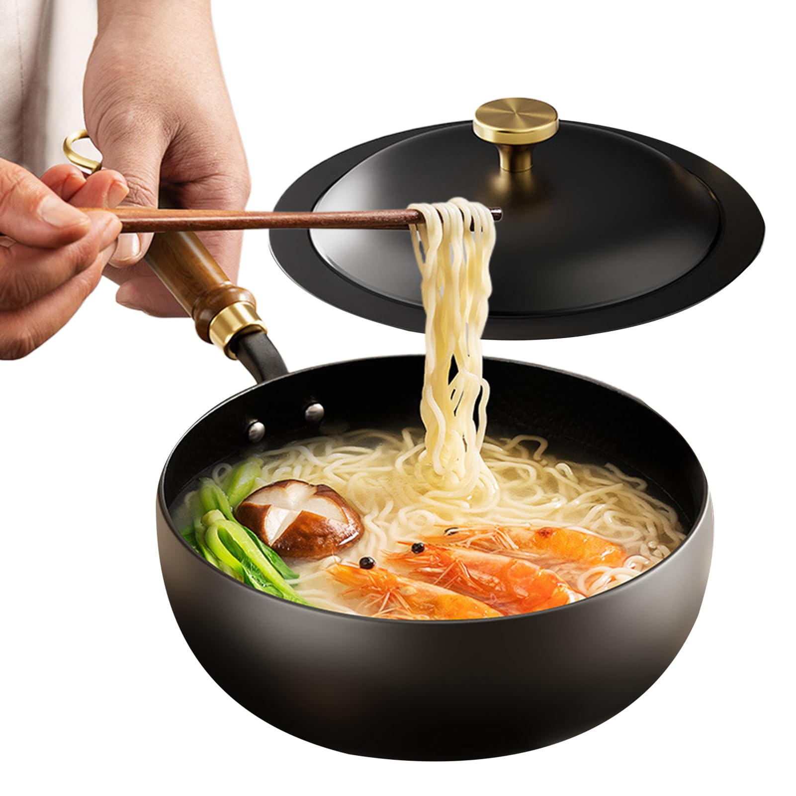 Pot Non Stick | Kitchen Cooking Pots with Lids,Wooden Handle Oven Safe Cookware, Kitchen Accessories Chinese for Home Apartment Camping