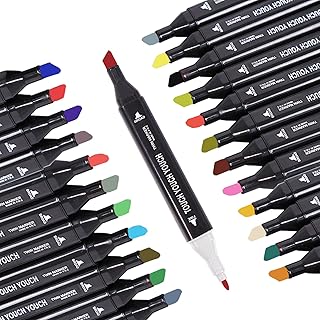 أقلام ماركر للنسيج قابلة للتنظيف في الغسالة من كام2، مناسبة للقماش والصور، مقاومة للماء للتيشرتات وأكياس الجوت والشنط القماشية والأحذية وحفلات السبوع، 24 لون، أبيض