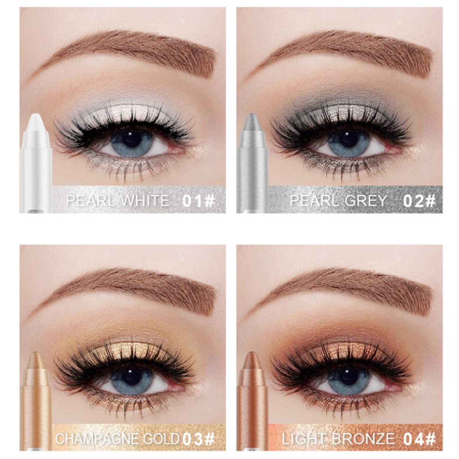 Juego de 12 barras de sombra de ojos, barra de sombra de ojos con purpurina de larga duración, impermeable, barras de colores brillantes, lápiz de sombra de ojos metálico, lápiz de crayón 6