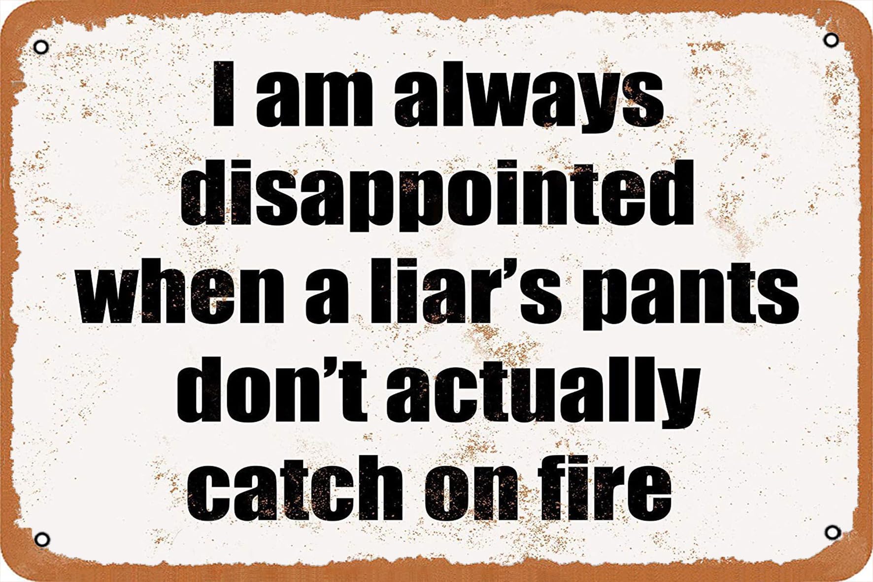I Am Always Disappointed When a Liar's Pants Don't Actually Catch on Fire - Funny Metal Tin Sign for Home or Office Decor - Funny Metal Tin Bar Wall Sign 8x12 Inch
