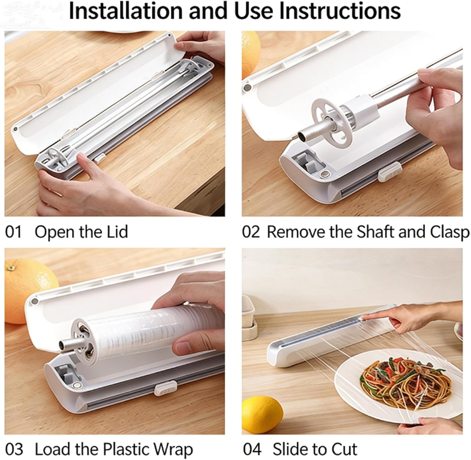 Magnetic Wrap Dispenser for Refrigerator, Magnetic Foil and Plastic Wrap Organizer, Aluminum Foil & Plastic Wrap Dispenser with Cutter - Easy One-Hand Operation, Space-Saving Kitchen Organizer (2)