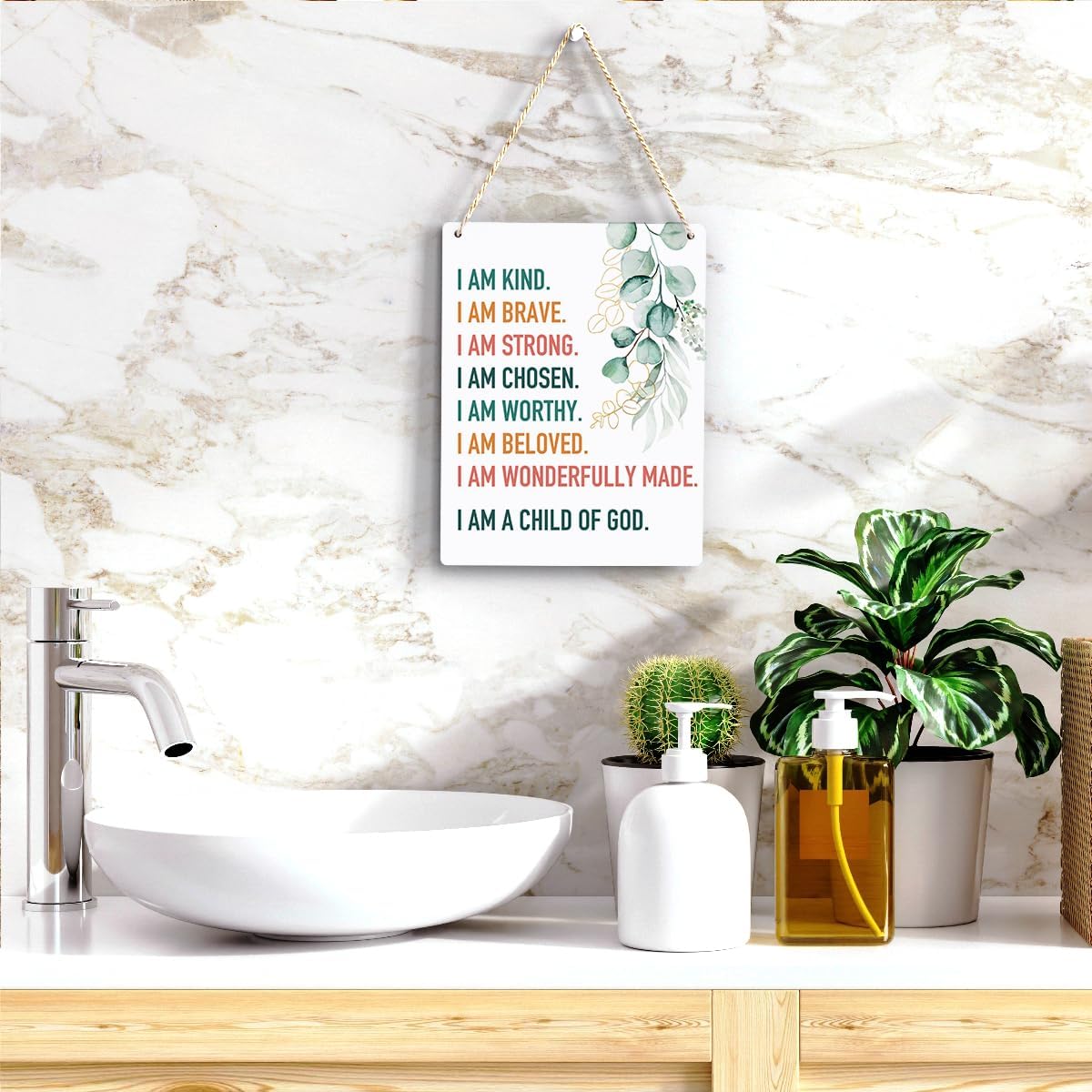 Inspirational Decor I am a Child of God Scripture Wooden Hanging Sign Christian Gift for Baby Kids Girl Boy Nursery Teen Room Bible Verse Wall Art Decoration 8 x 10 Inches image 5