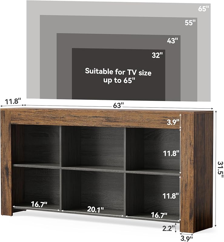 Little Tree TV Stand with Storage Cubes for TV up to 65" in the Living Room image 3