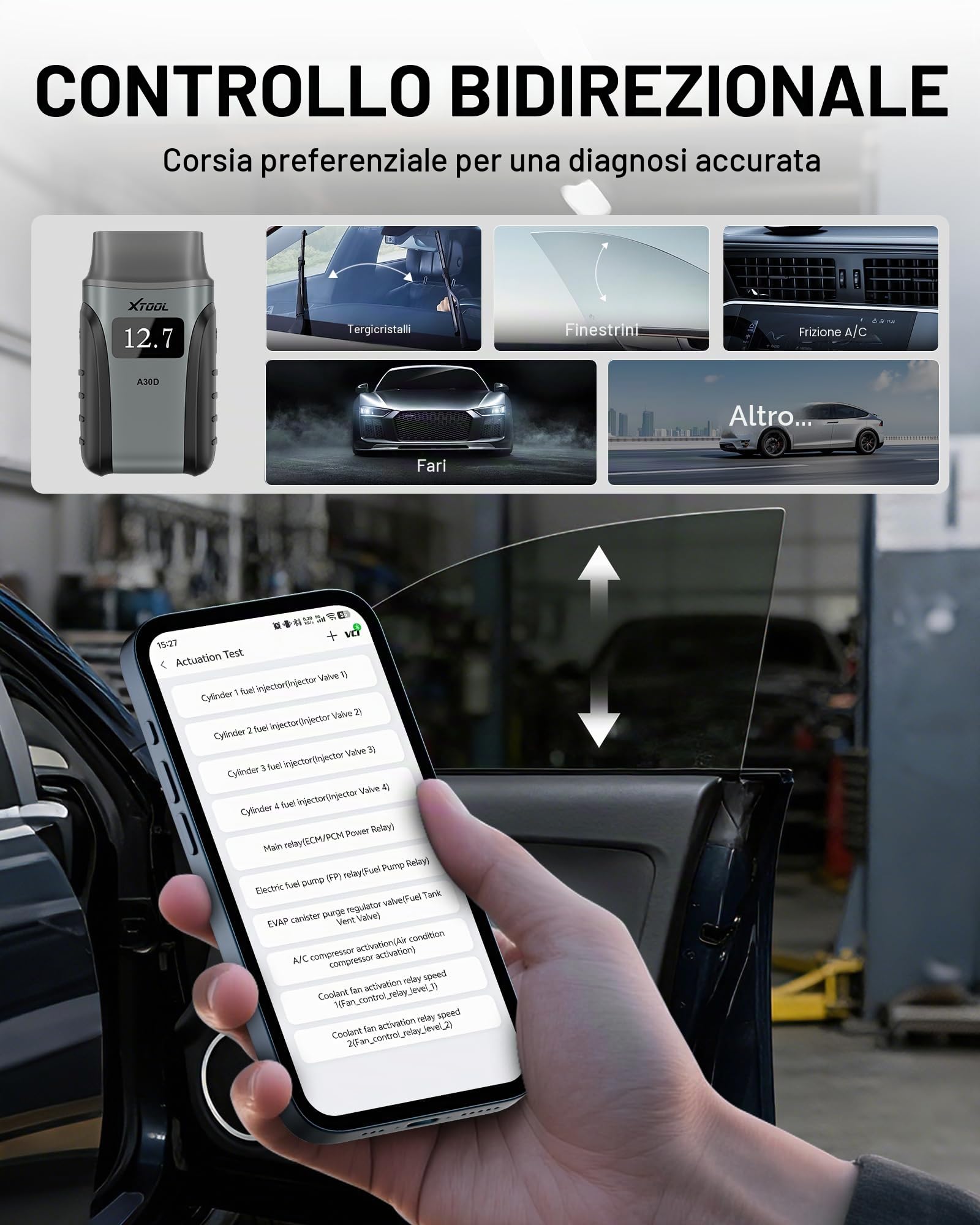 XTOOL Anyscan A30M Kit Scanner OBD2, Strumento Diagnostico Bluetooth OBD2 con Aggiornamenti Gratuiti, 26 Reset, Dati in Tempo Reale, Strumento Diagnostico Auto Bidirezionale per Tutti i Sistemi per