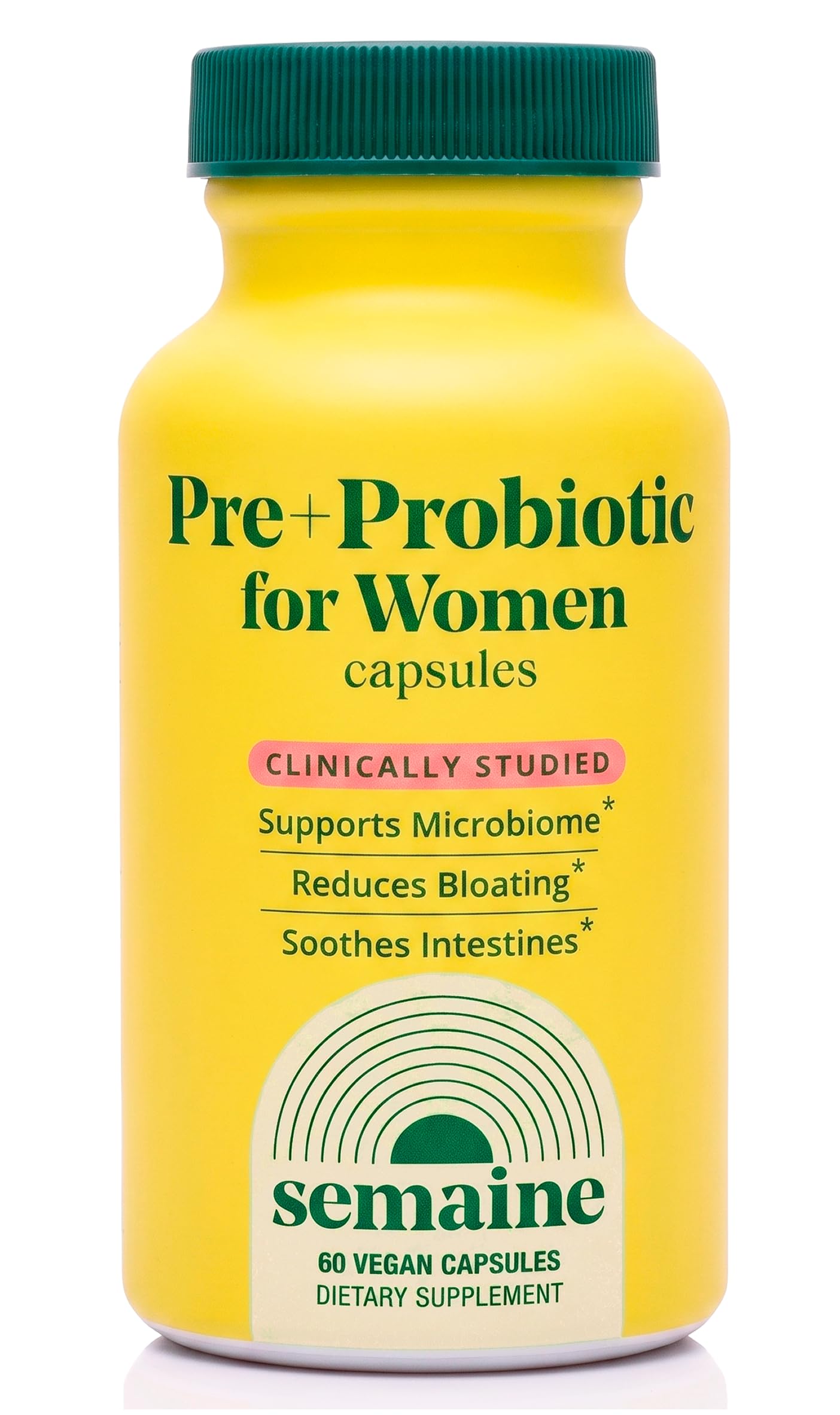Semaine Super Powered Prebiotic + Probiotic för kvinnor, effektiv 3-i-1 Multi-Action Formel för att näring Gut Health, Soothe IBS, Stöd Bloat Relief & Immunity Boost, kliniskt Studied (60 ct)