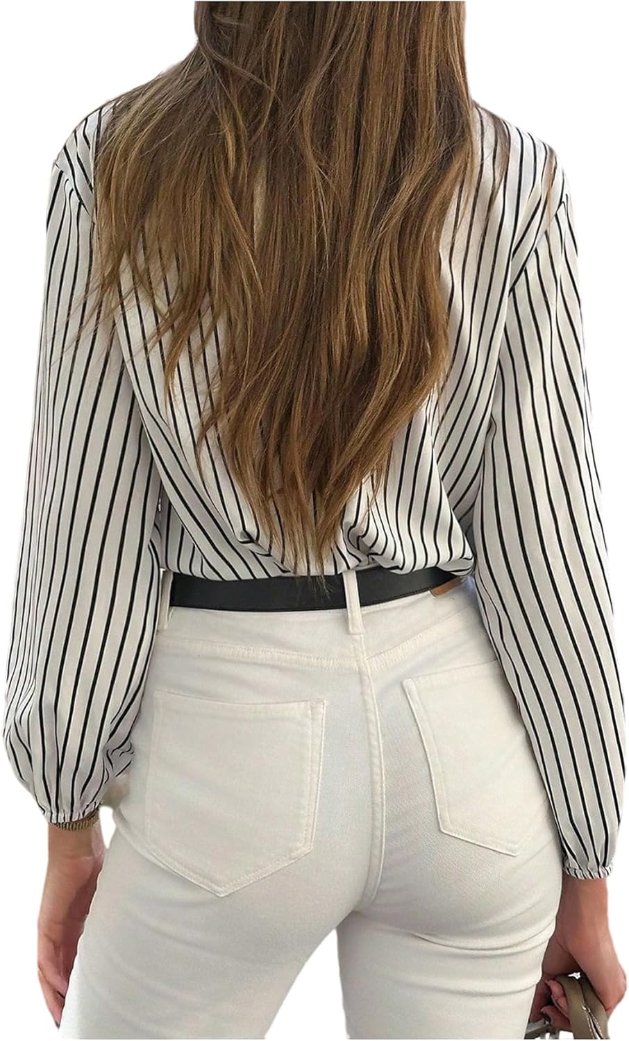 SweatyRocks Women's Striped Button Down Shirt Long Sleeve Business Dressy Casual Blouse Work Shirts - Image 2