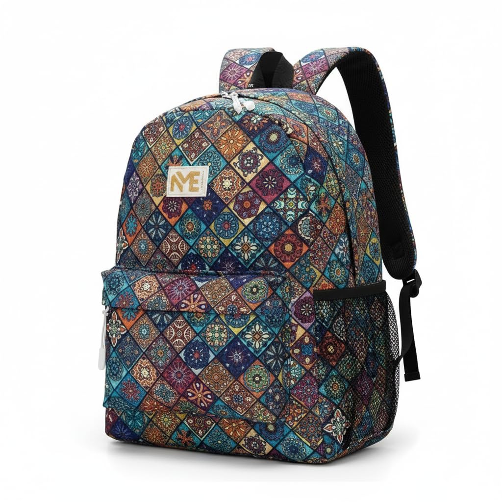 Casual Printed School Backpack for Boys and Girls Lightweight Water Resistant College Travel Bag with Multiple Compartments Black-image-27