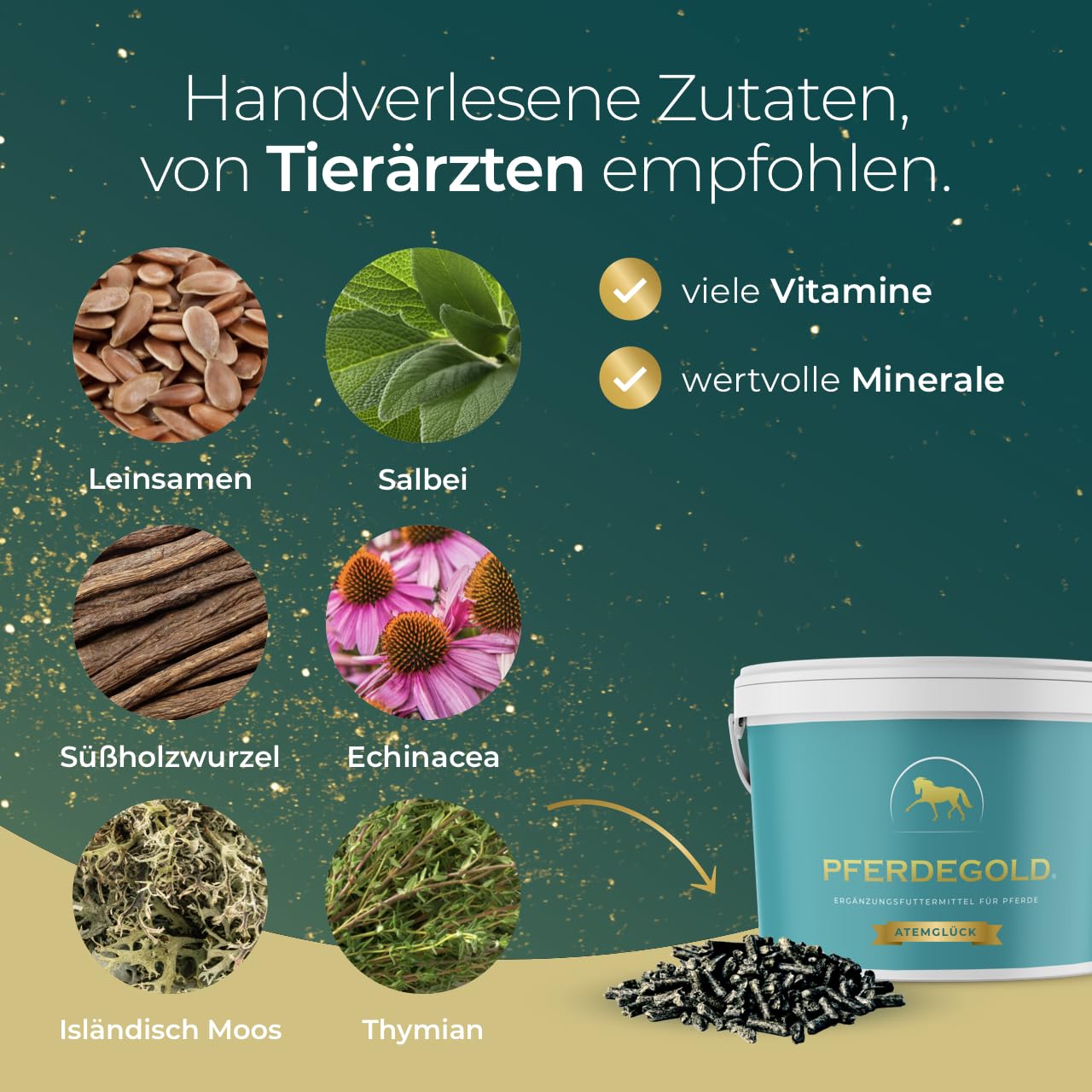 Atemglück 1,5kg | Pferde Pellets mit optimaler Kräuter-Versorgung - Für alle Pferderassen - 100% Natürlich - Made in Germany