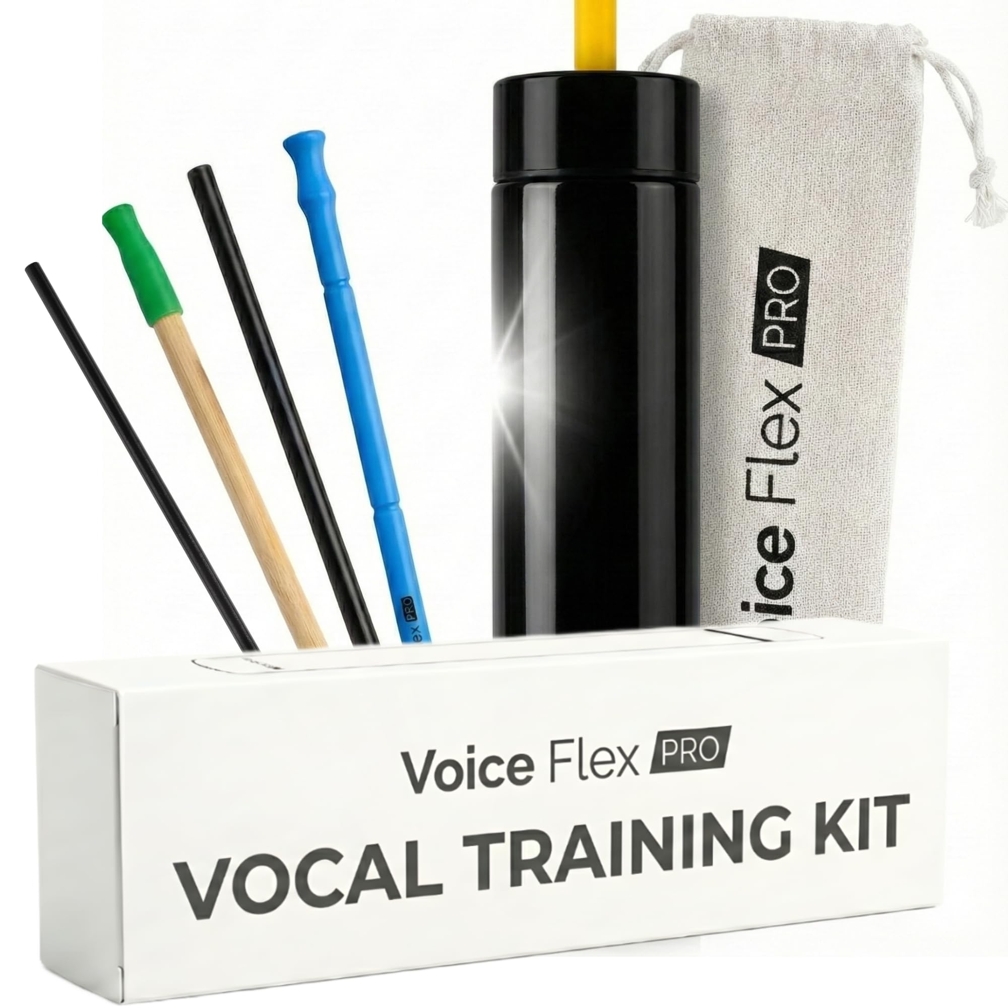 VOICE FLEX Pro Vocal Trainer for Singing - Voice Training Straws Set | SOVT Voice Trainer, Metal Case / Water Bottle, Training Website, Gift for Singers, Vocal Warm Up Tool, Vox Bubbling Tube-image-49