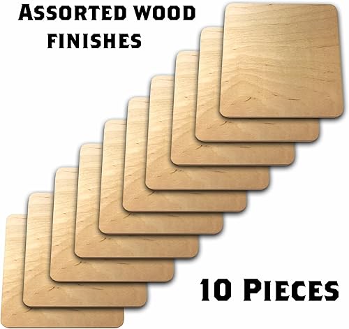 Miniatura 2 de Resistente y grueso, fabricado en los Estados Unidos, piezas cuadradas de madera en blanco sin terminar, posavasos, salvamanteles, pirografía,
