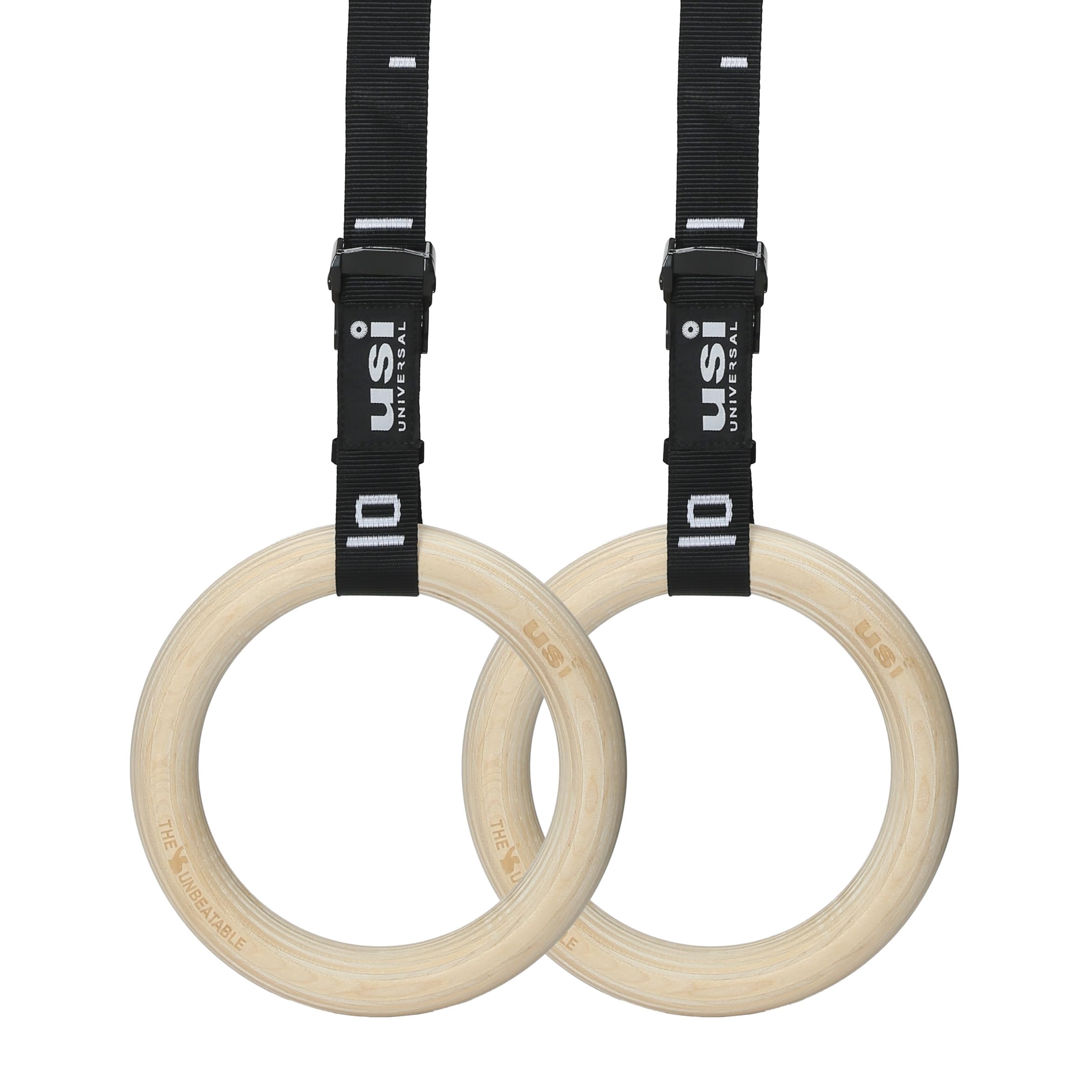 USI UNIVERSAL Wood Gymnastics Rings With Cam Buckle Straps, War Wooden Gym Ring, Ring Diameter 6.7", Adjustable Strap 4.57m-picture-42