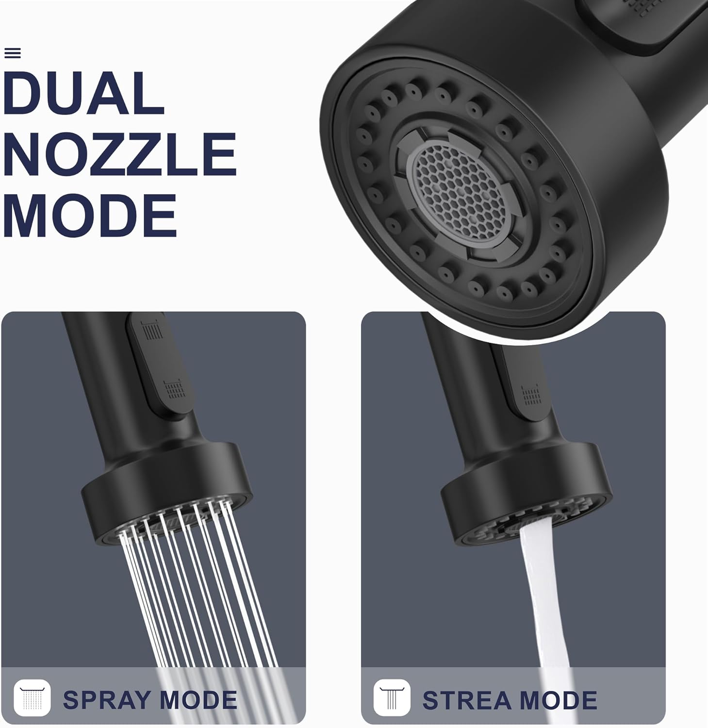 Black Kitchen Faucet with Pull Down Sprayer, High Arc Spring 304 Stainless Steel Commercial Kitchen Sink Faucet,1 or 3 Hole Installation for Farmhouse, RV Camper, Laundry & Utility Sink - Image 3