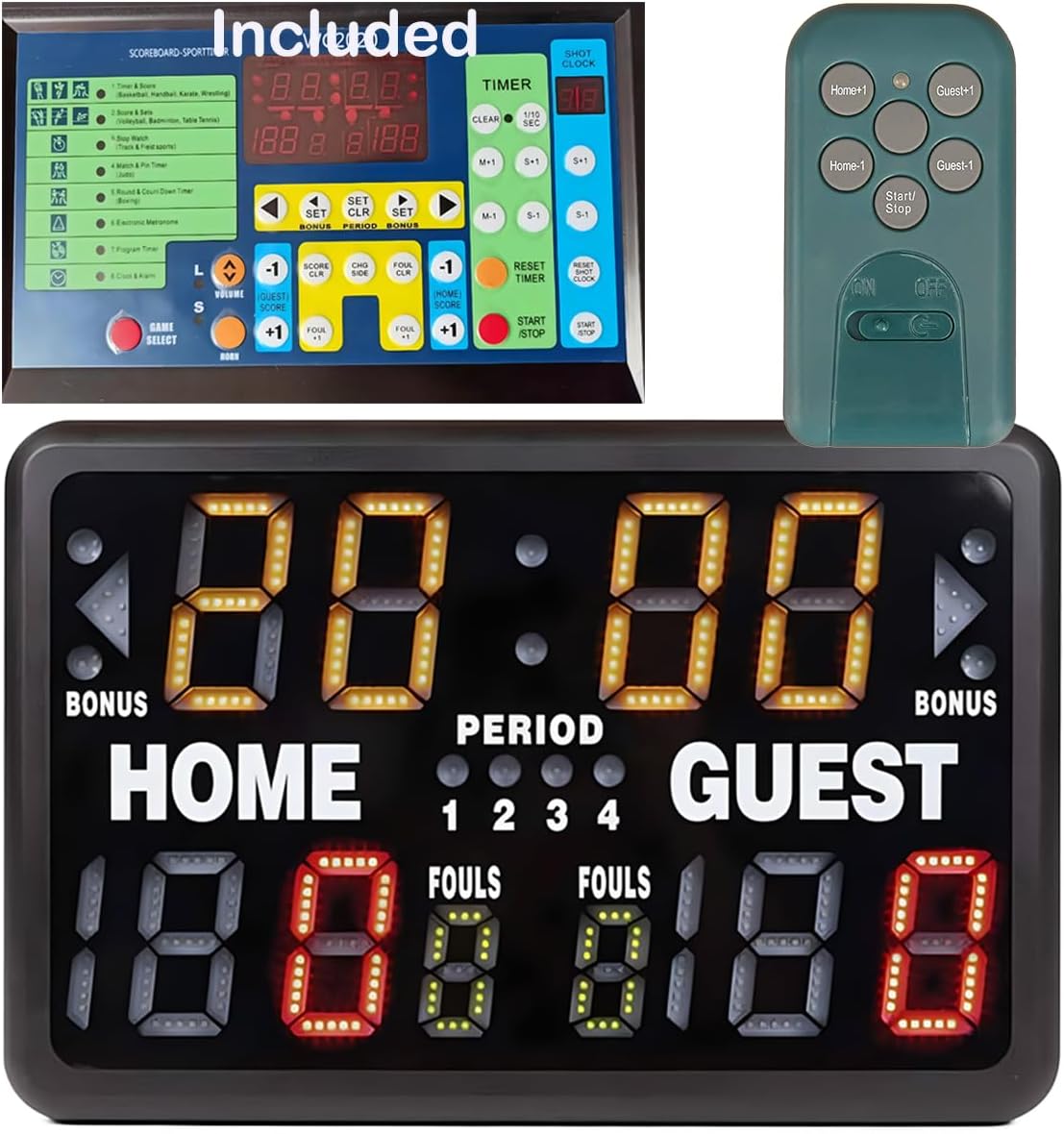 Multisport Indoor Tabletop Scoreboard with remote control, Black
