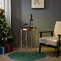 Vista 7 de HollyHOME Small Round Metal Waterproof End Table, Accent Indoor&Outdoor Coffee Side Table, Snack Sofa Table for Living Room, Anti-Rust Decorative