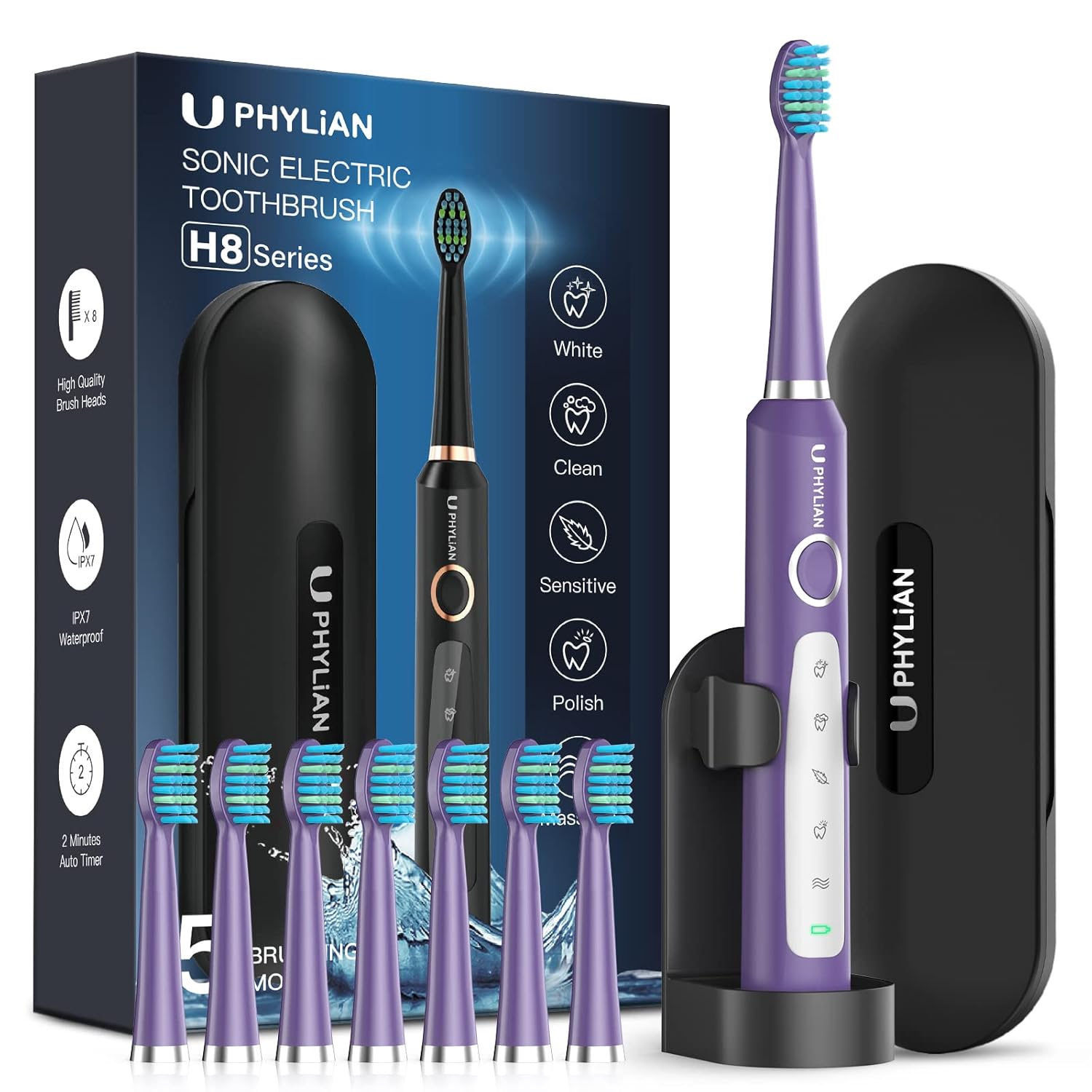 PHYLIAN Electric Toothbrush for Adults and Kids, Sonic Toothbrush with