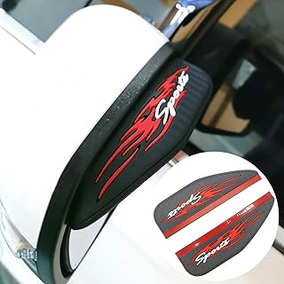 Voroly â€‹2 Pcs Side Mirror Rain Guard Universal Flame Sports Rubber Side Mirror Rain Shield Cover Rearview Mirror Visor Guard for Most Car, Truck and SUV