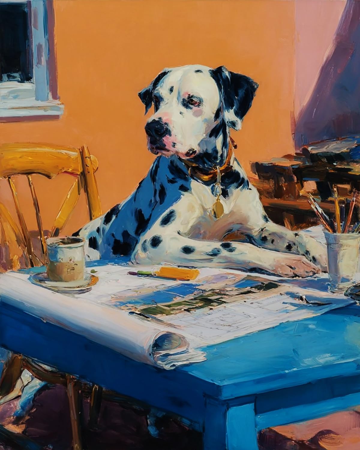 Liubaishi Black Paint By Numbers For Adults, Dalmatian Dog Art Kit, 40X50 Cm Acrylic Canvas With 3 Brushes